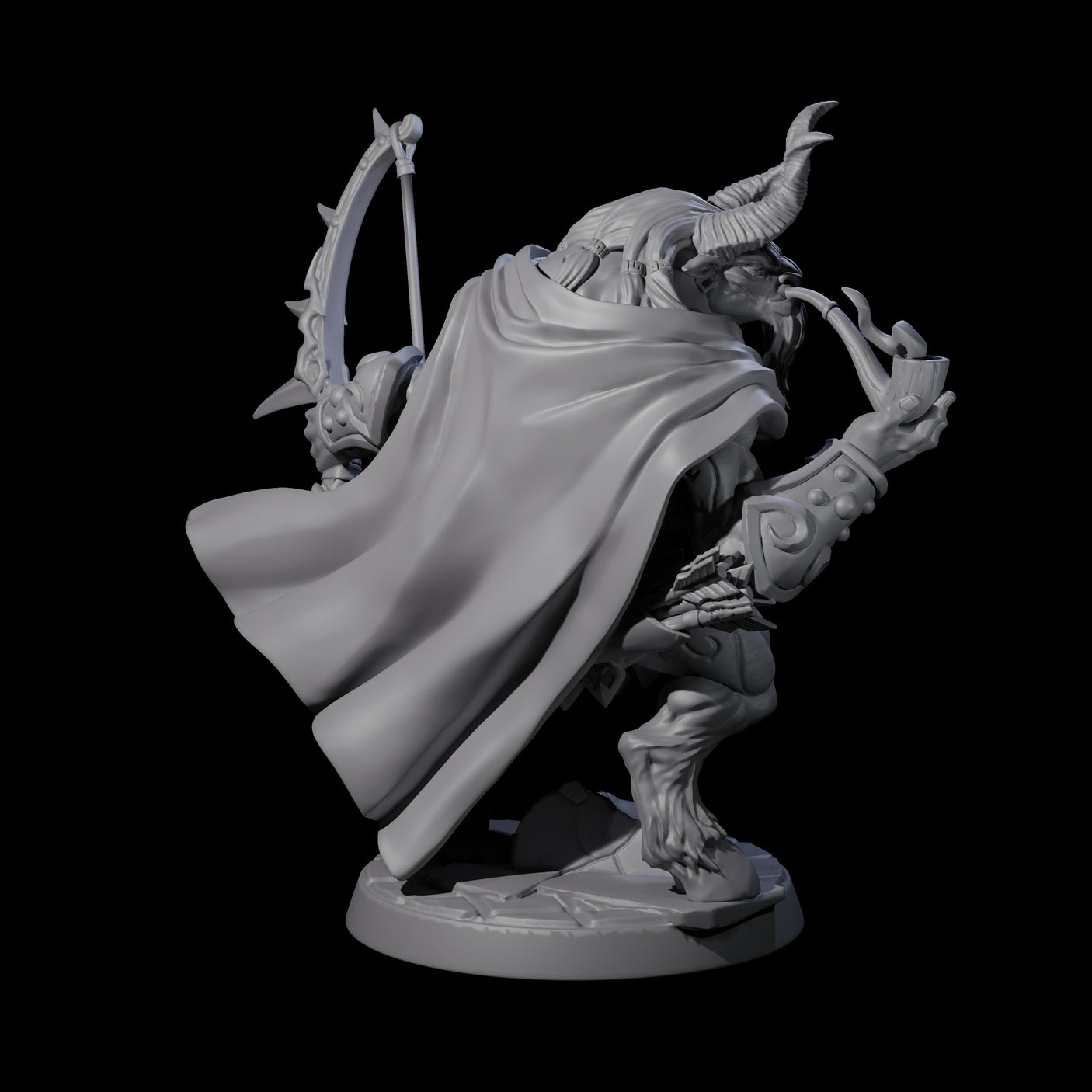 Smoking Minotaur Hunter Miniature for Dungeons and Dragons, Pathfinder or other TTRPGs