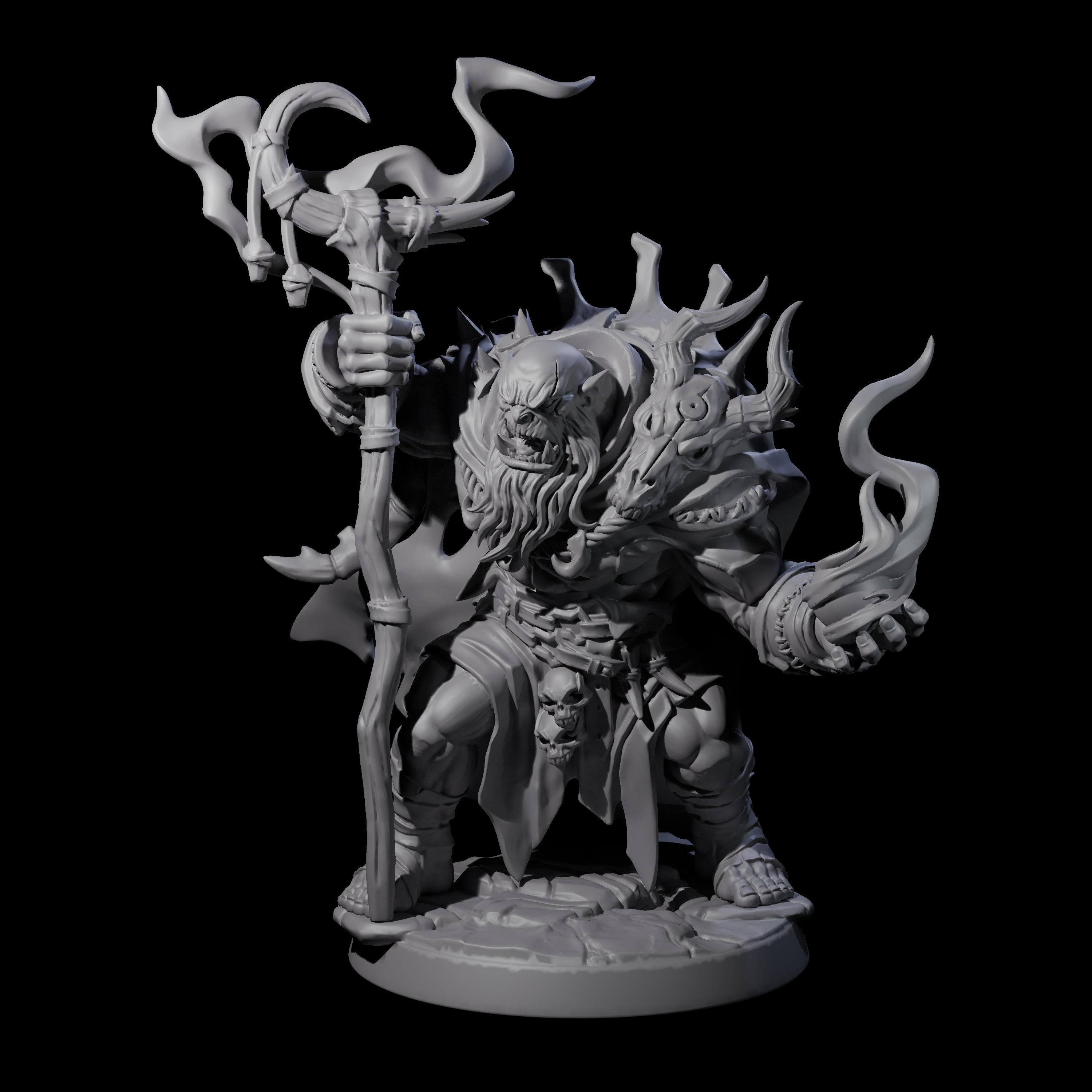 Smoking Orc Shaman Miniature for Dungeons and Dragons, Pathfinder or other TTRPGs