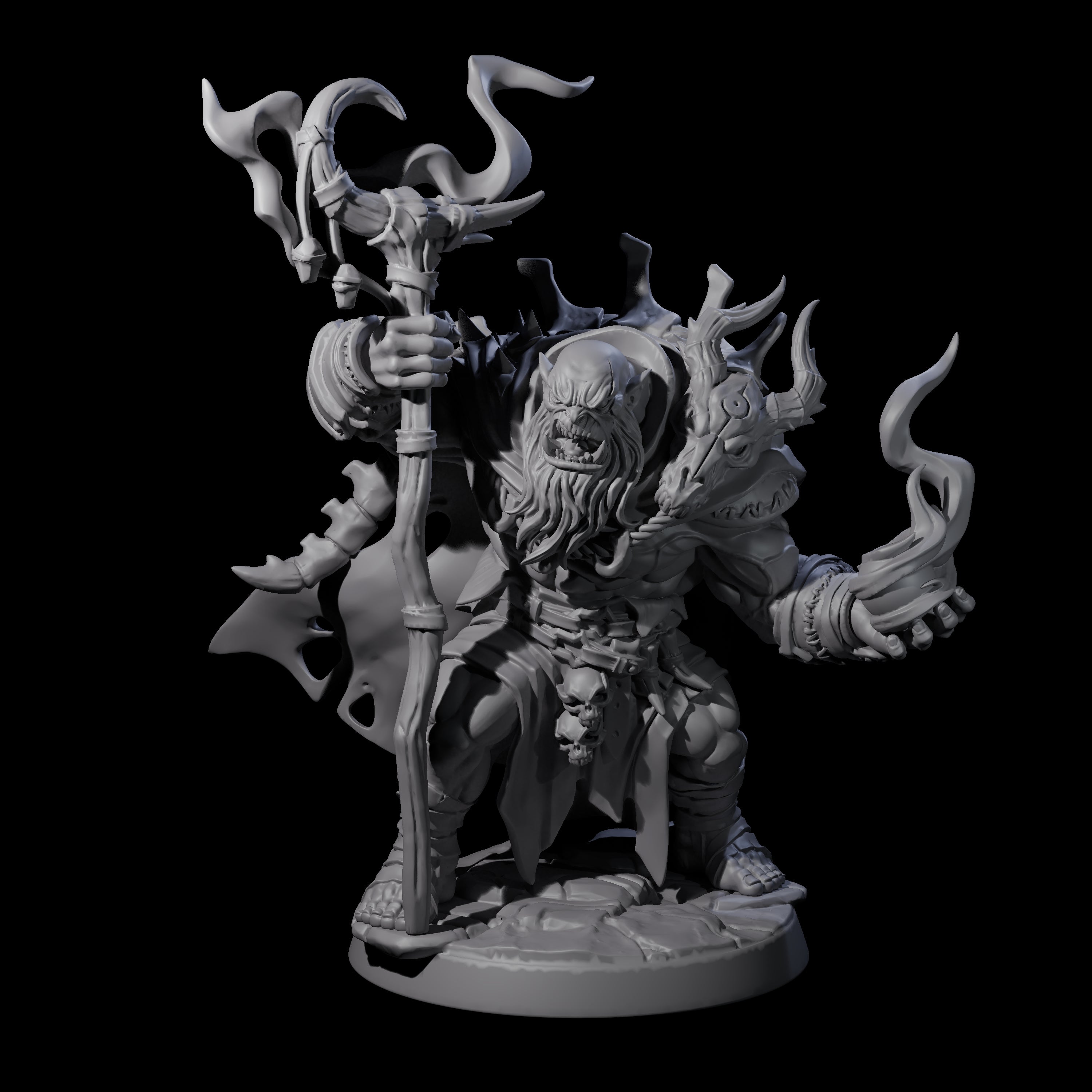 Smoking Orc Shaman Miniature for Dungeons and Dragons, Pathfinder or other TTRPGs