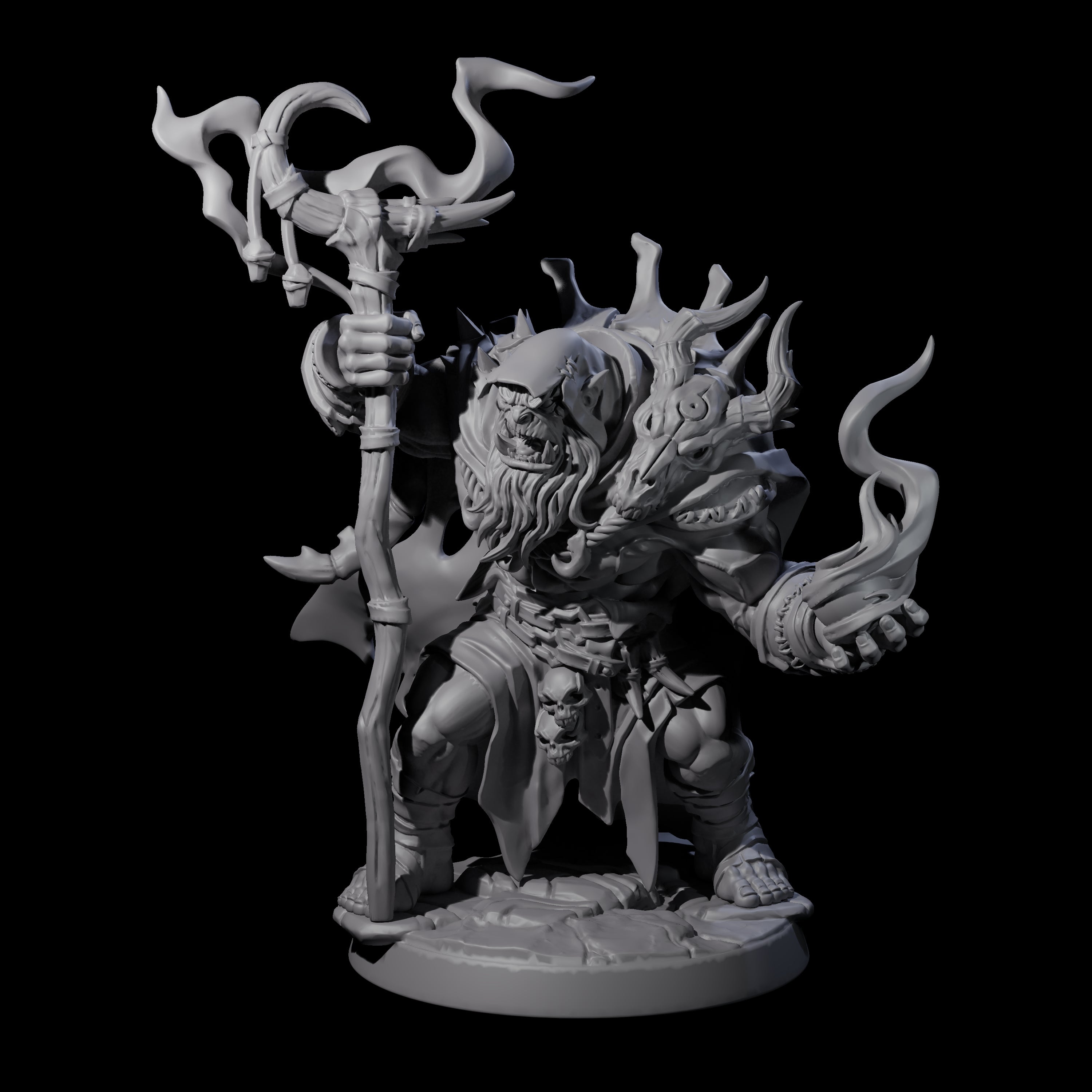 Smoking Orc Shaman Miniature for Dungeons and Dragons, Pathfinder or other TTRPGs