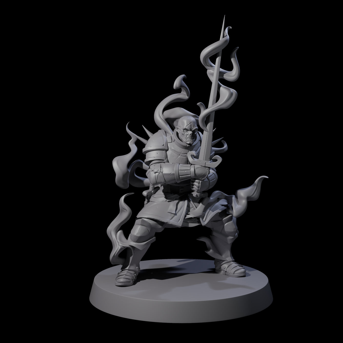 Smoking Shadow Paladin B Miniature for Dungeons and Dragons, Pathfinder or other TTRPGs