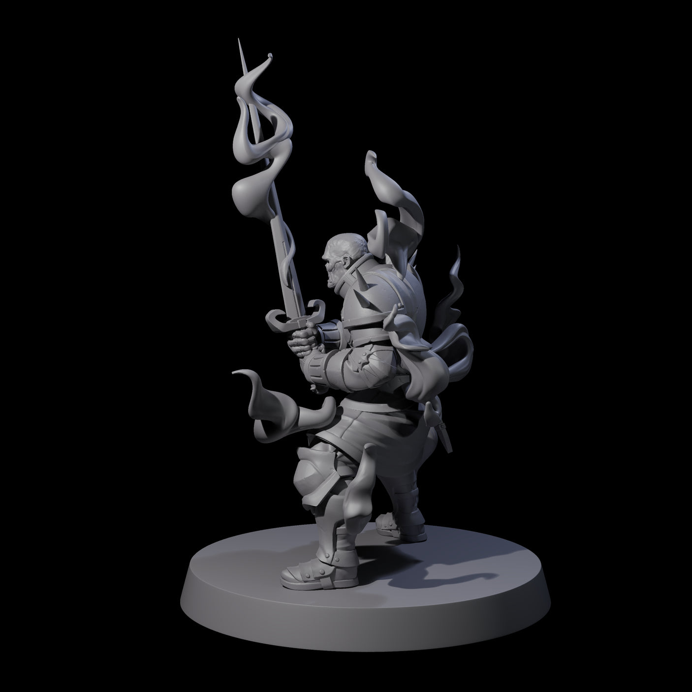 Smoking Shadow Paladin B Miniature for Dungeons and Dragons, Pathfinder or other TTRPGs