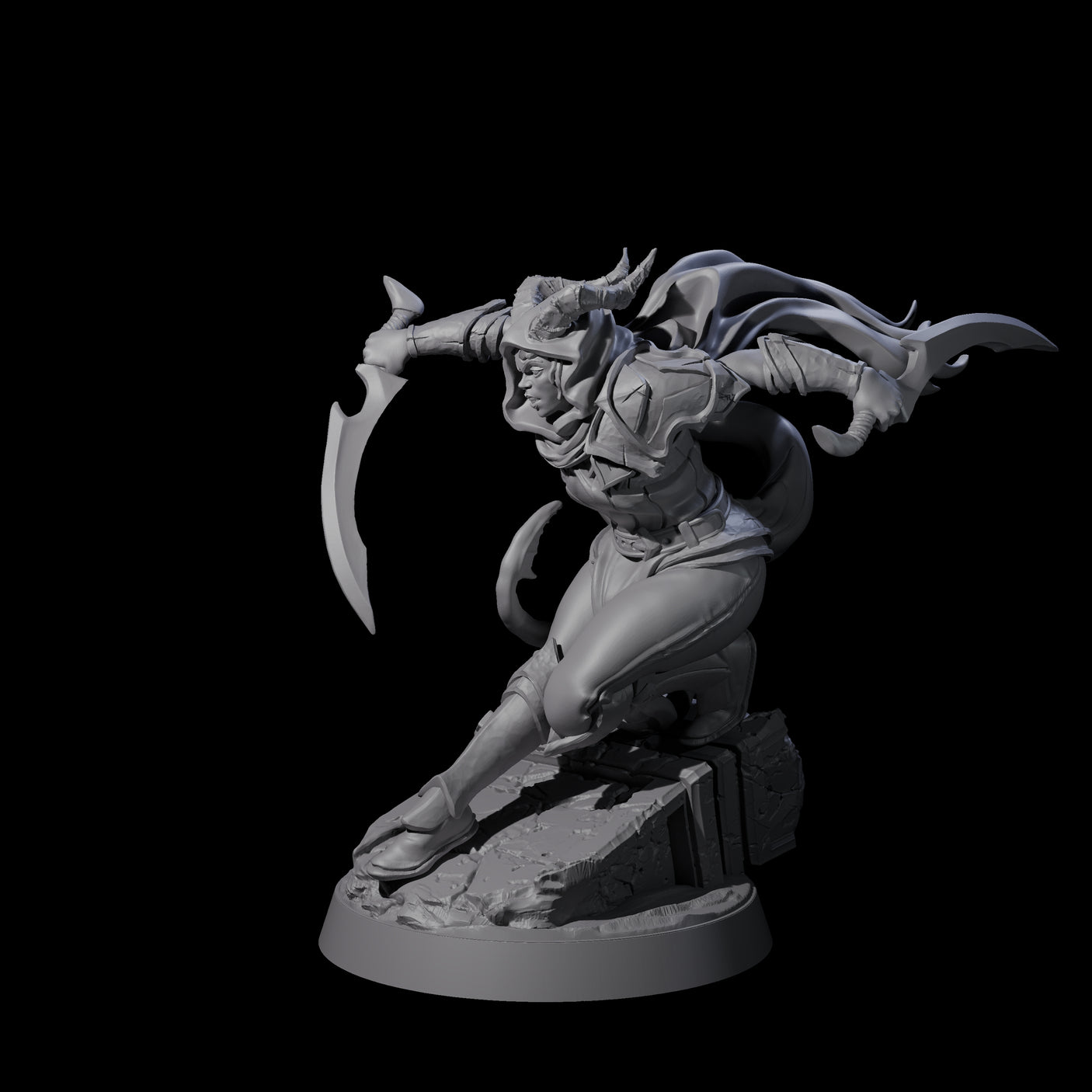 Smooth Tiefling Assassin Miniature for Dungeons and Dragons, Pathfinder or other TTRPGs