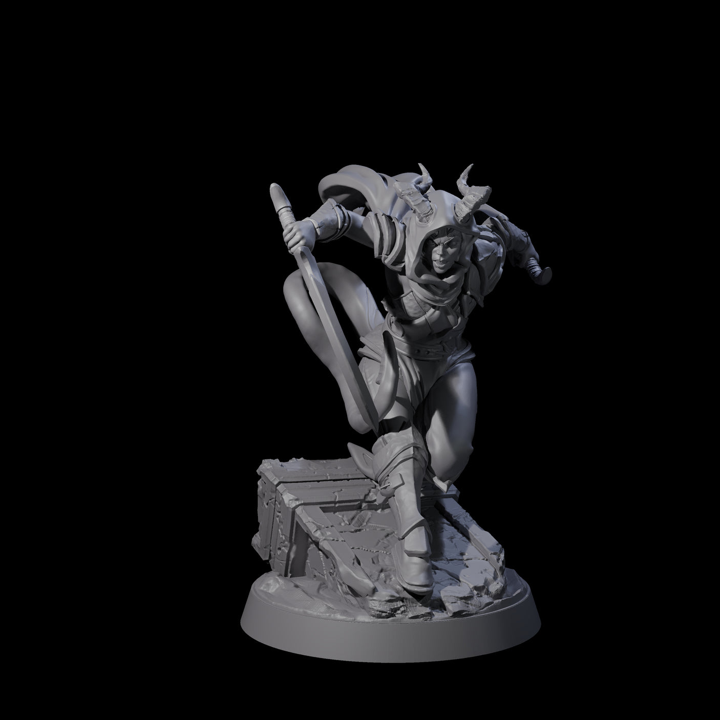 Smooth Tiefling Assassin Miniature for Dungeons and Dragons, Pathfinder or other TTRPGs