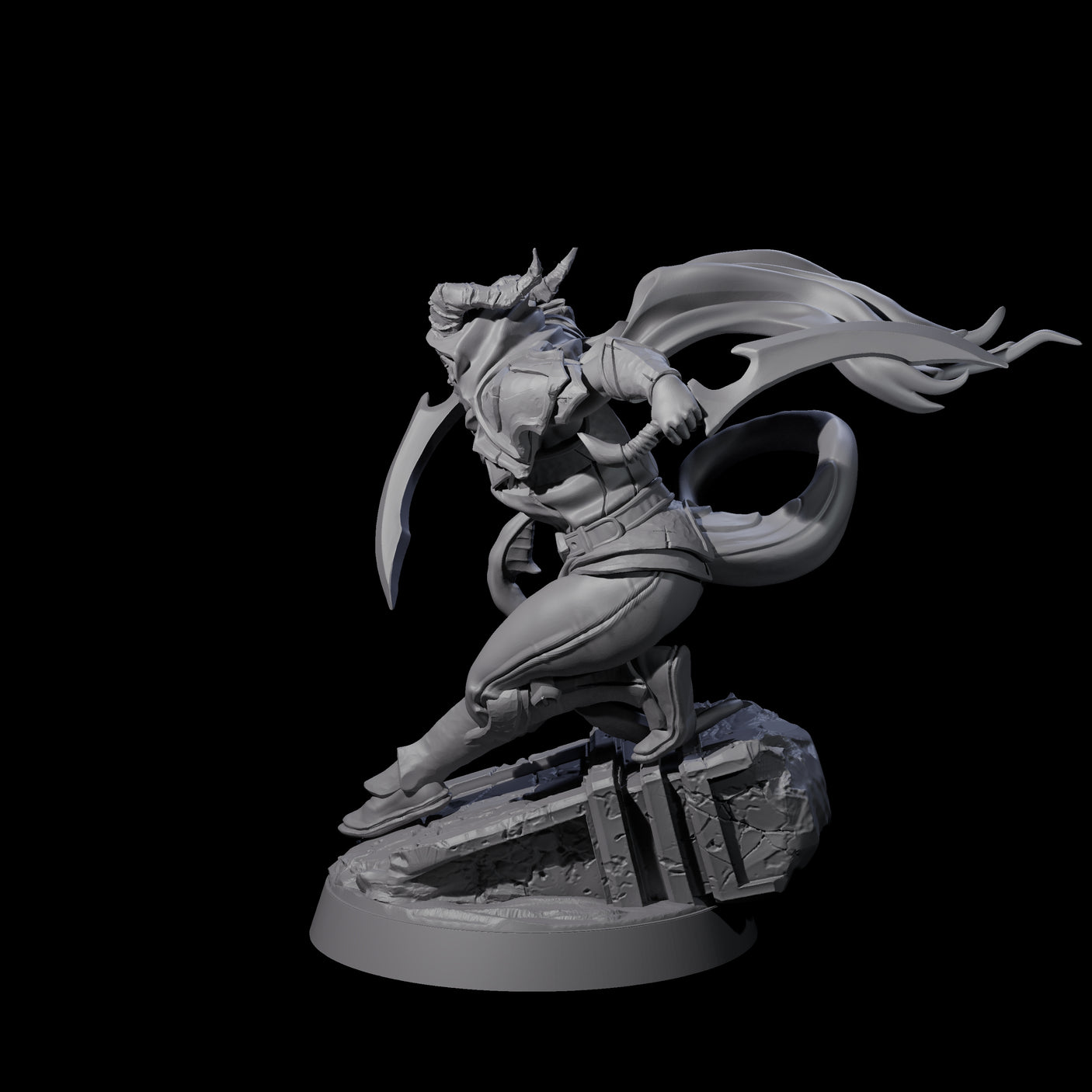 Smooth Tiefling Assassin Miniature for Dungeons and Dragons, Pathfinder or other TTRPGs