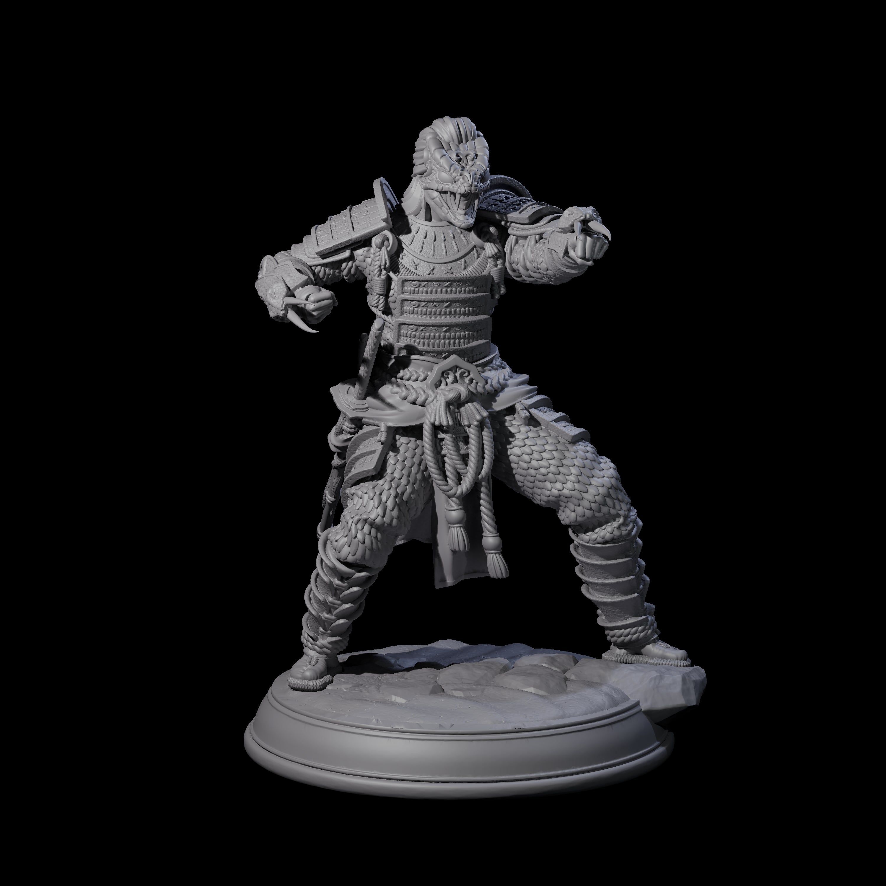 Snake Samurai Miniature for Dungeons and Dragons, Pathfinder or other TTRPGs