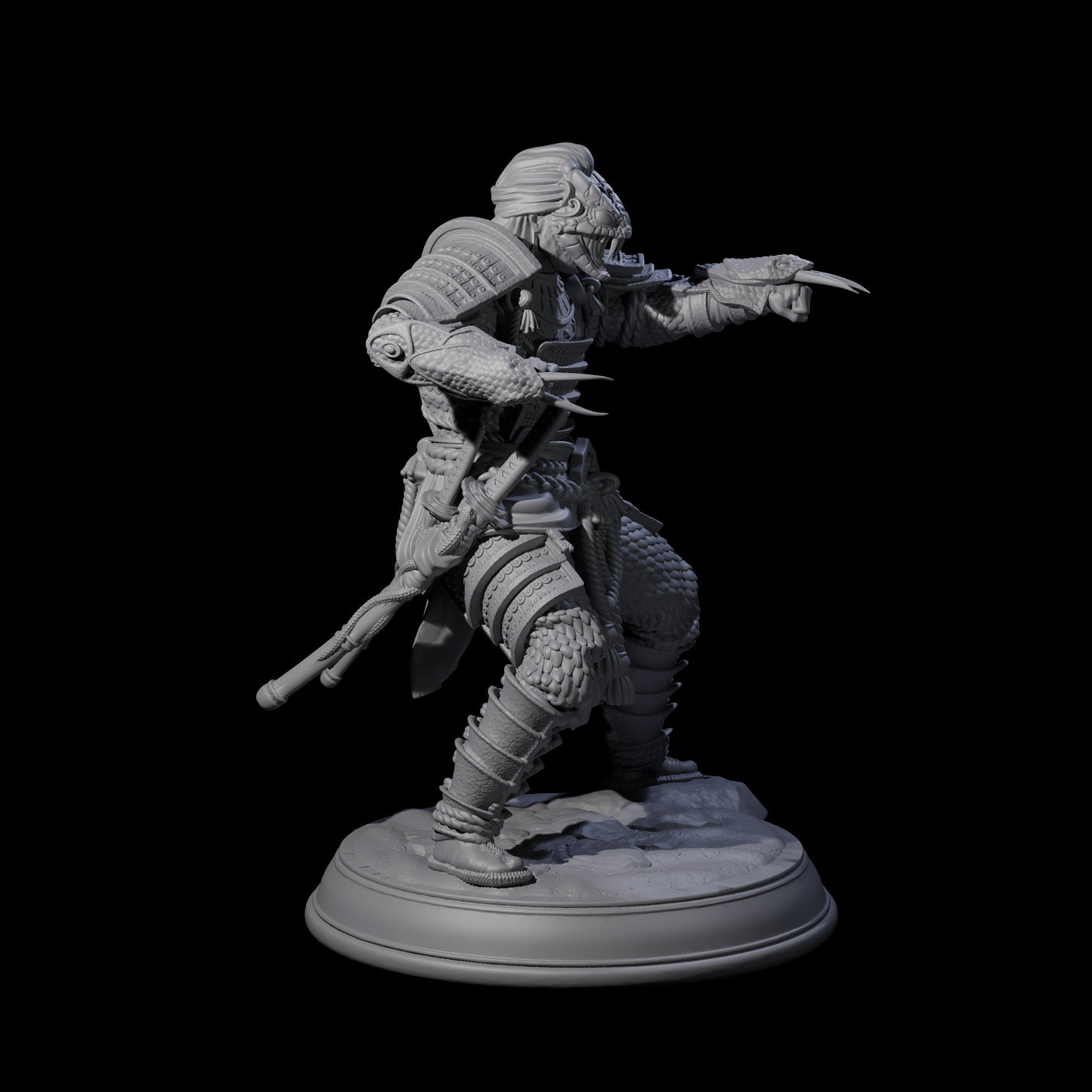 Snake Samurai Miniature for Dungeons and Dragons, Pathfinder or other TTRPGs