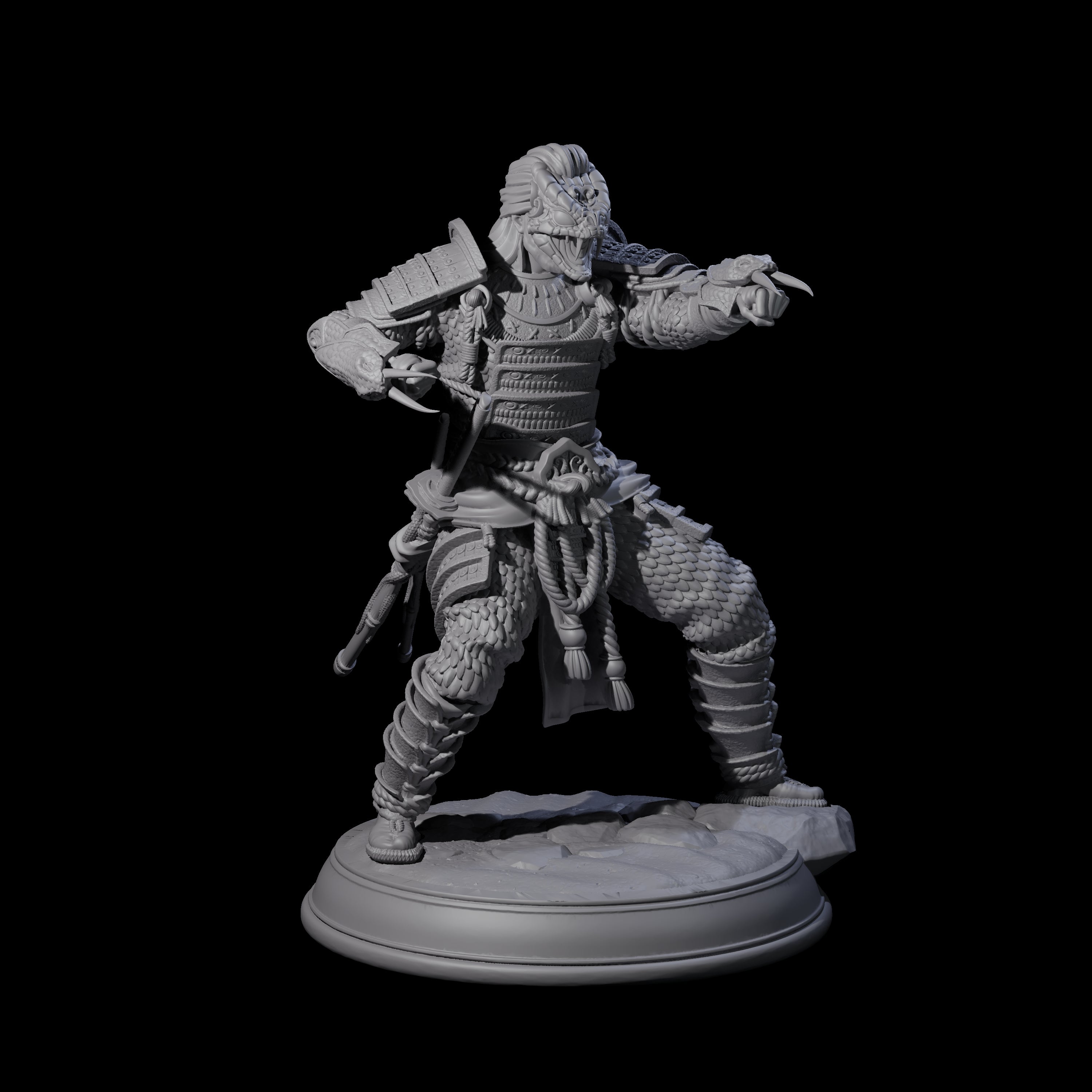 Snake Samurai Miniature for Dungeons and Dragons, Pathfinder or other TTRPGs