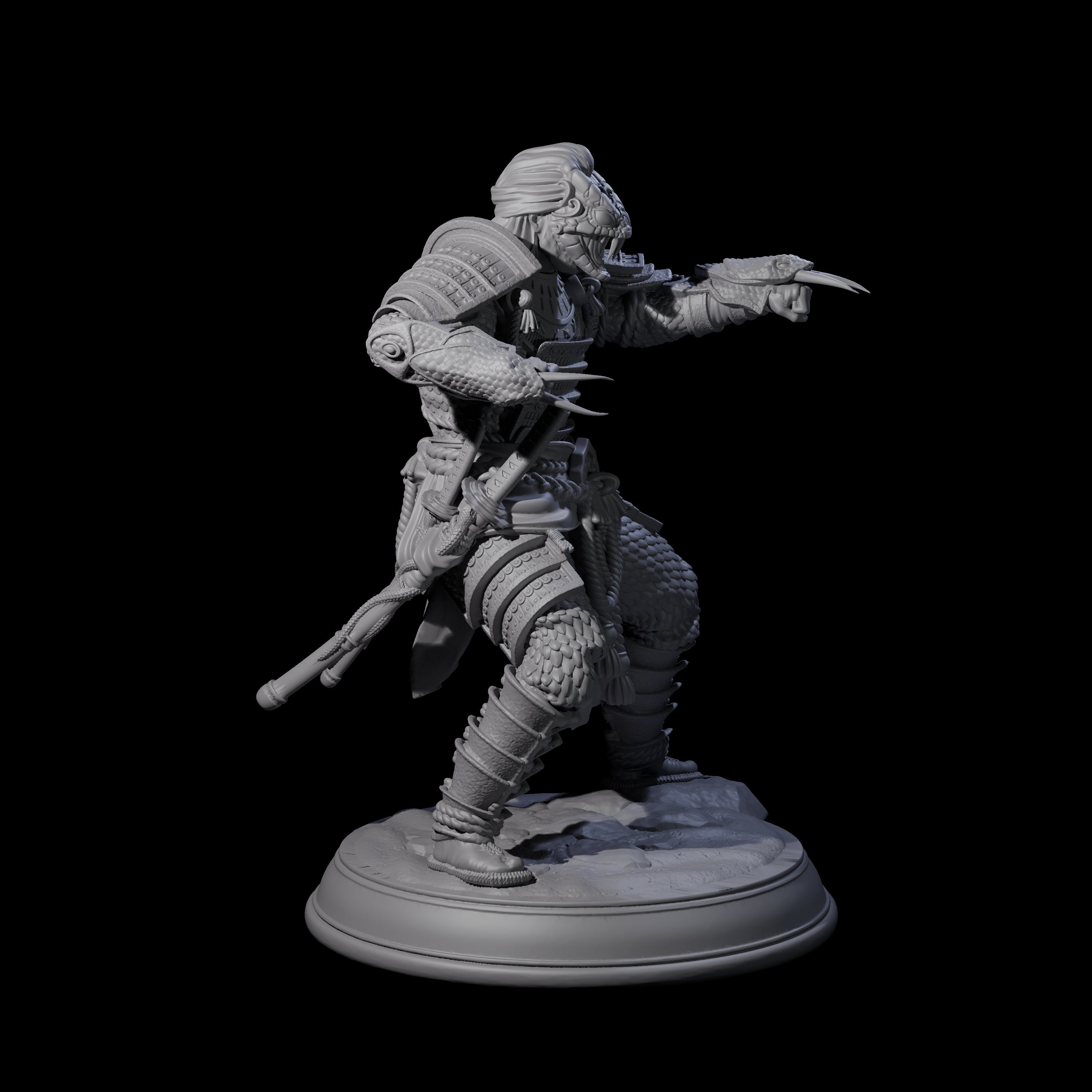 Snake Samurai Miniature for Dungeons and Dragons, Pathfinder or other TTRPGs