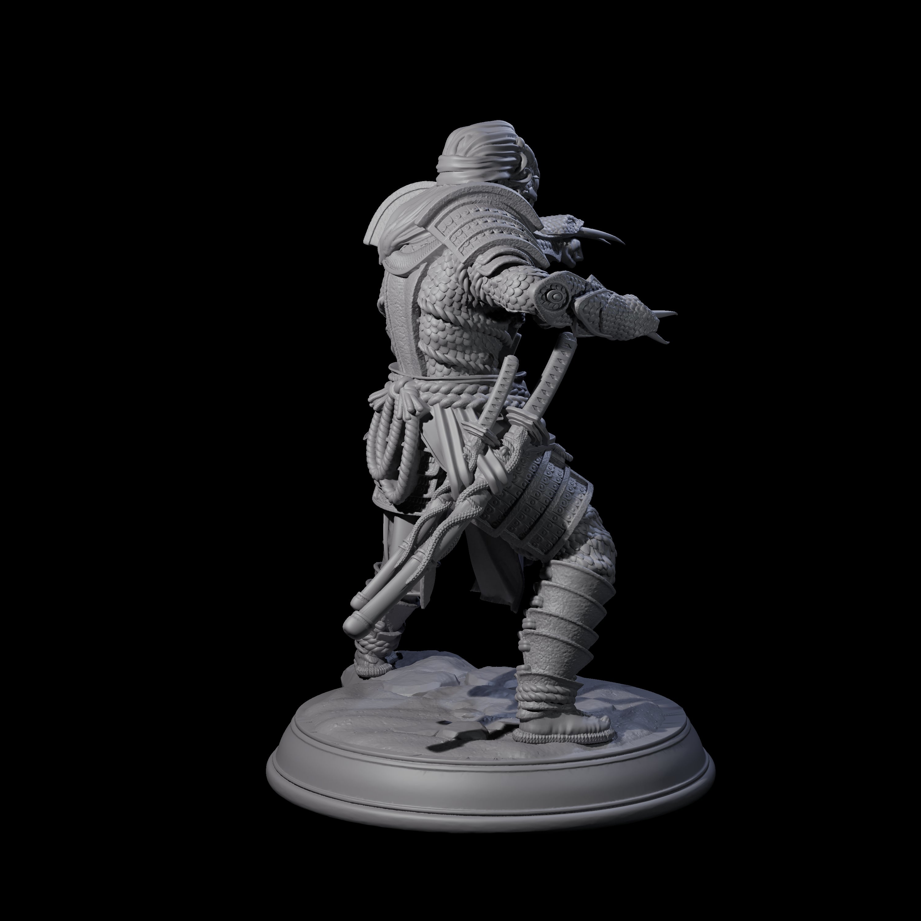 Snake Samurai Miniature for Dungeons and Dragons, Pathfinder or other TTRPGs