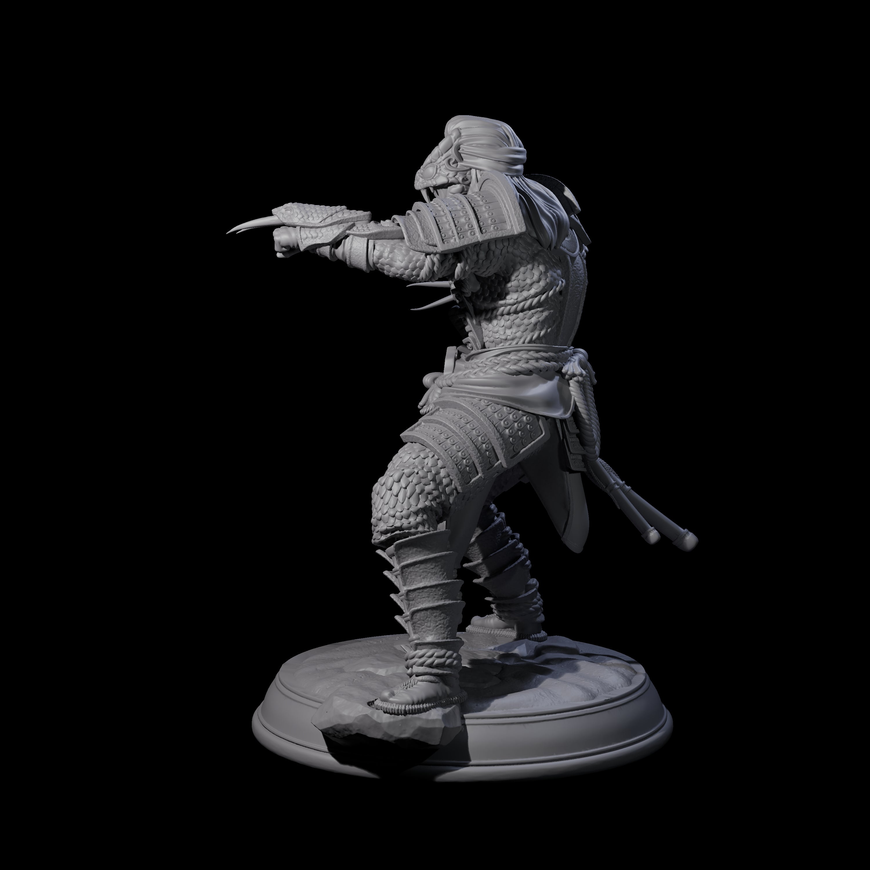 Snake Samurai Miniature for Dungeons and Dragons, Pathfinder or other TTRPGs