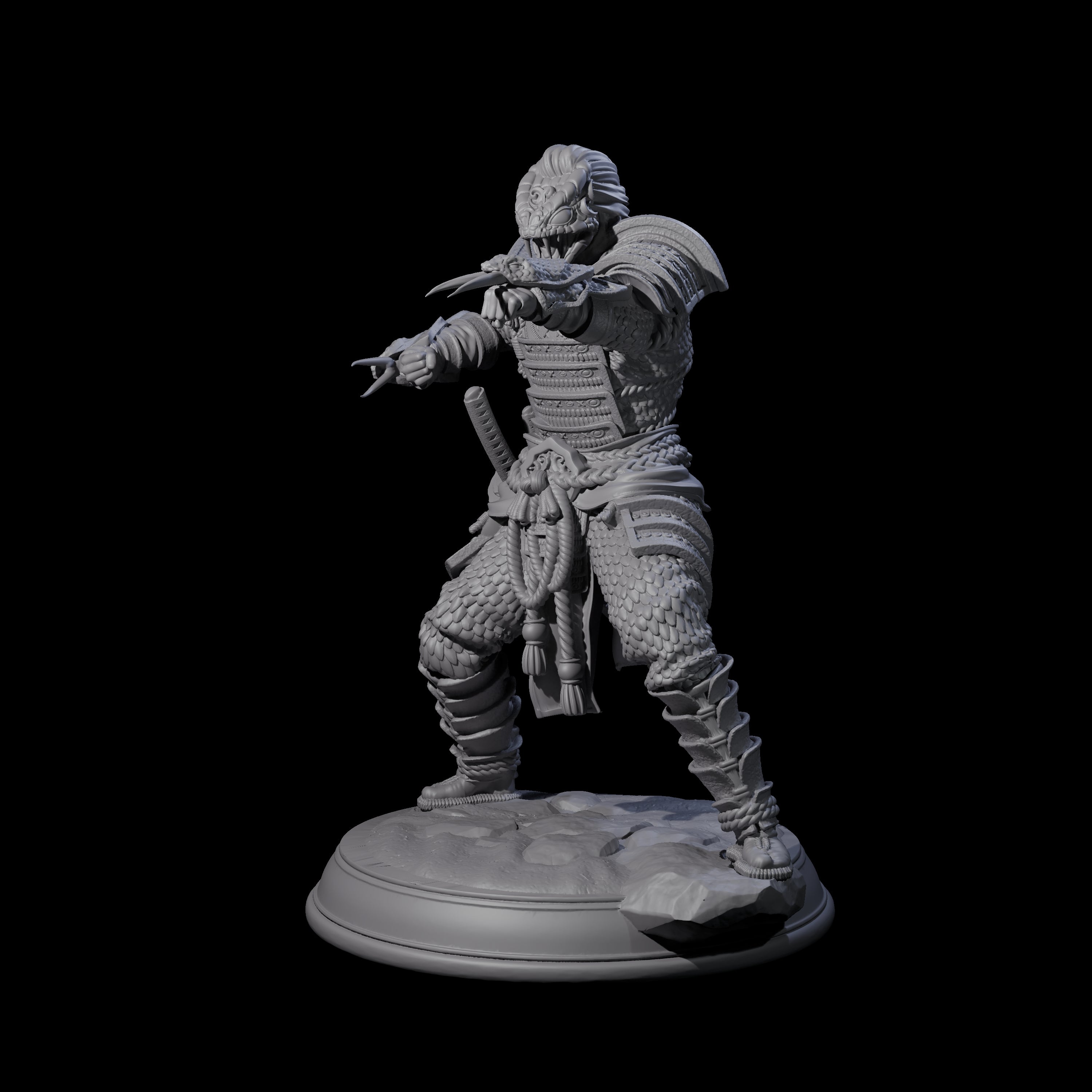 Snake Samurai Miniature for Dungeons and Dragons, Pathfinder or other TTRPGs