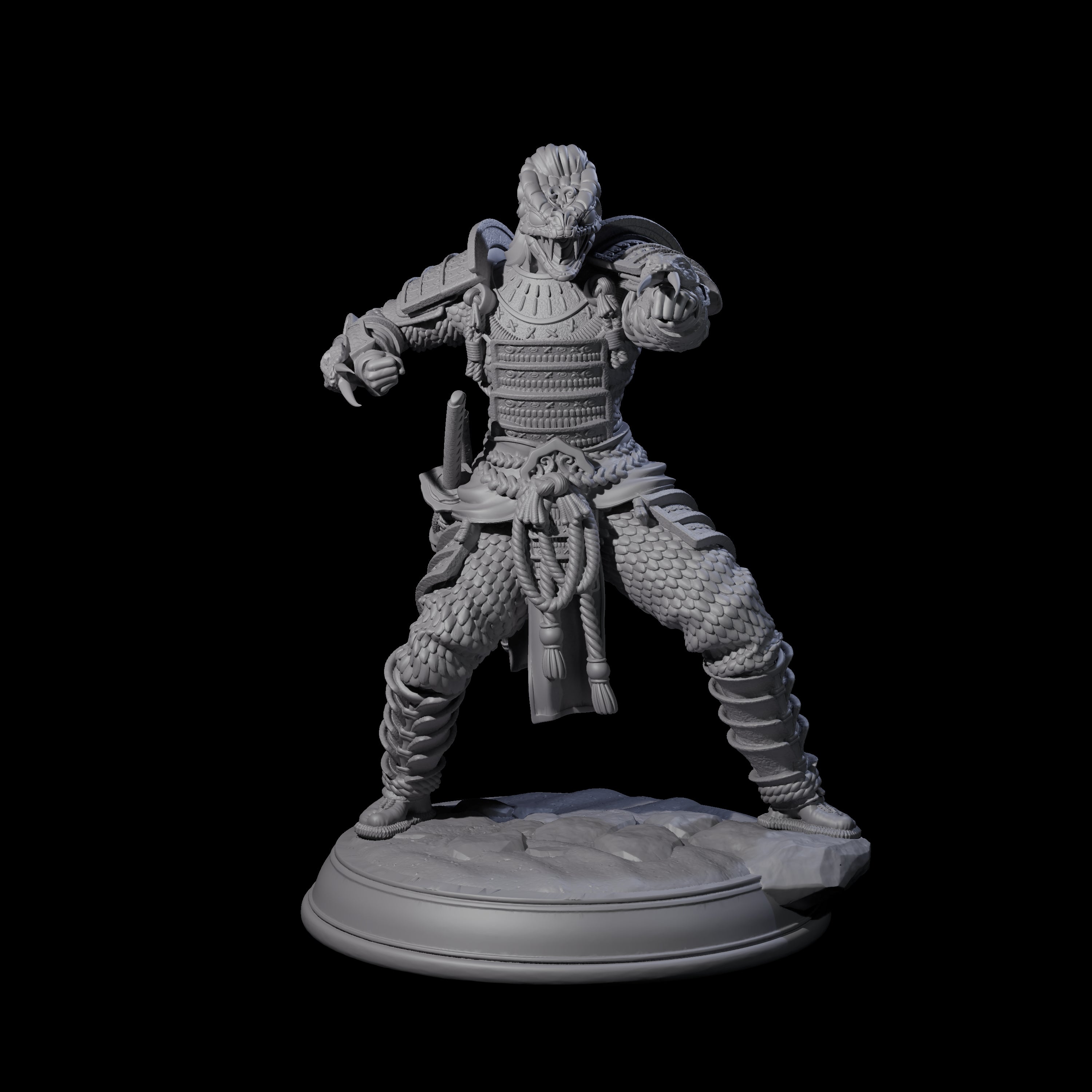 Snake Samurai Miniature for Dungeons and Dragons, Pathfinder or other TTRPGs