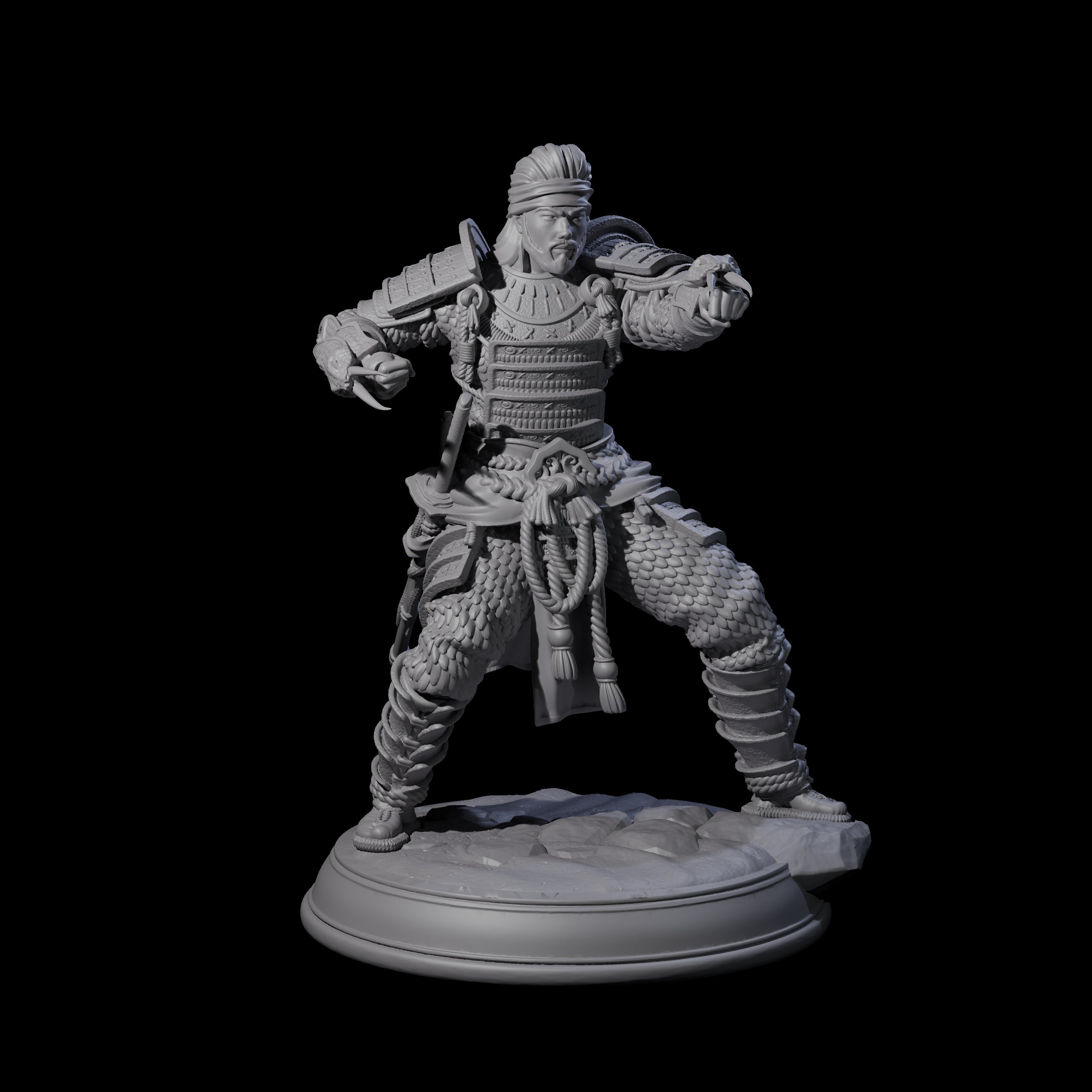 Snake Samurai Miniature for Dungeons and Dragons, Pathfinder or other TTRPGs