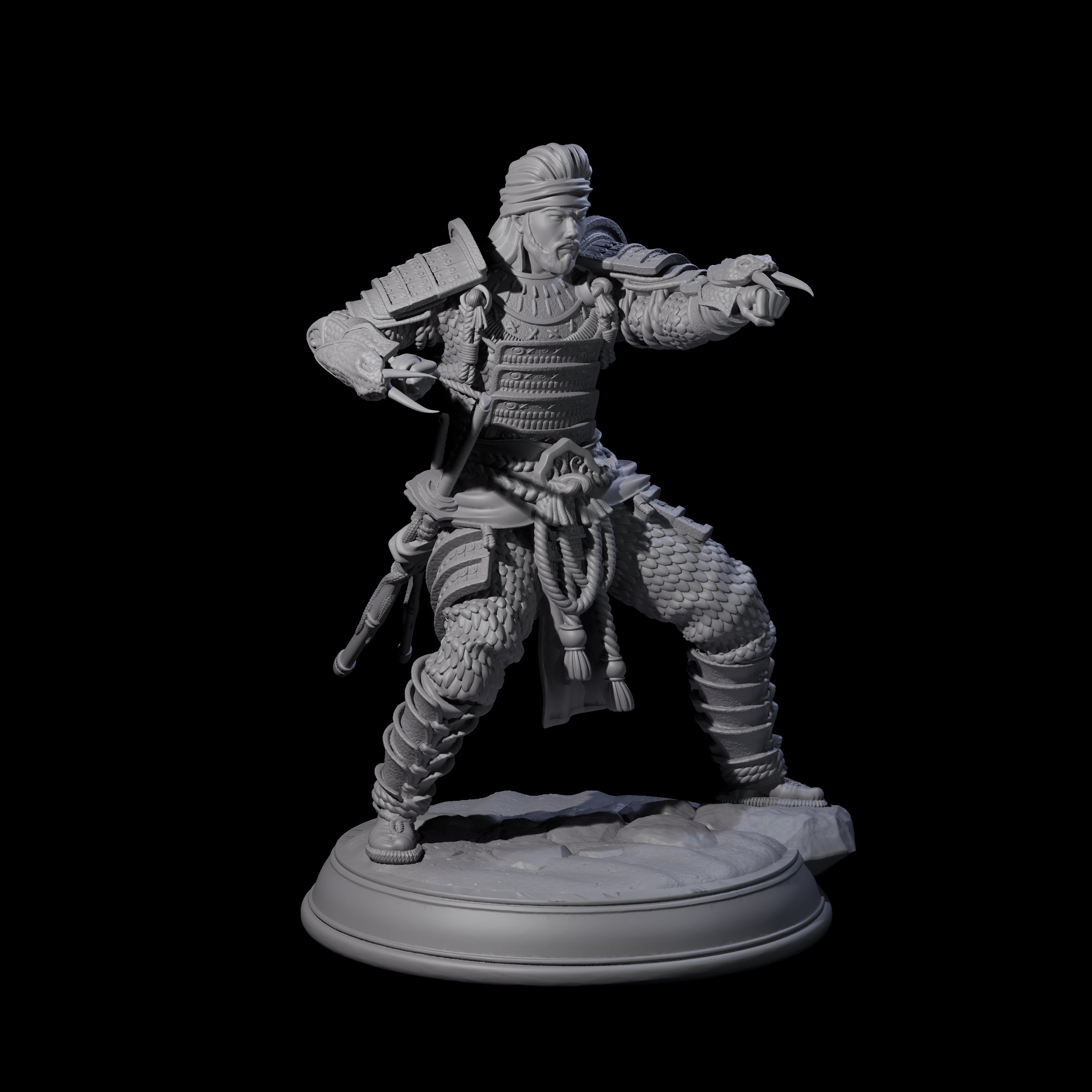 Snake Samurai Miniature for Dungeons and Dragons, Pathfinder or other TTRPGs