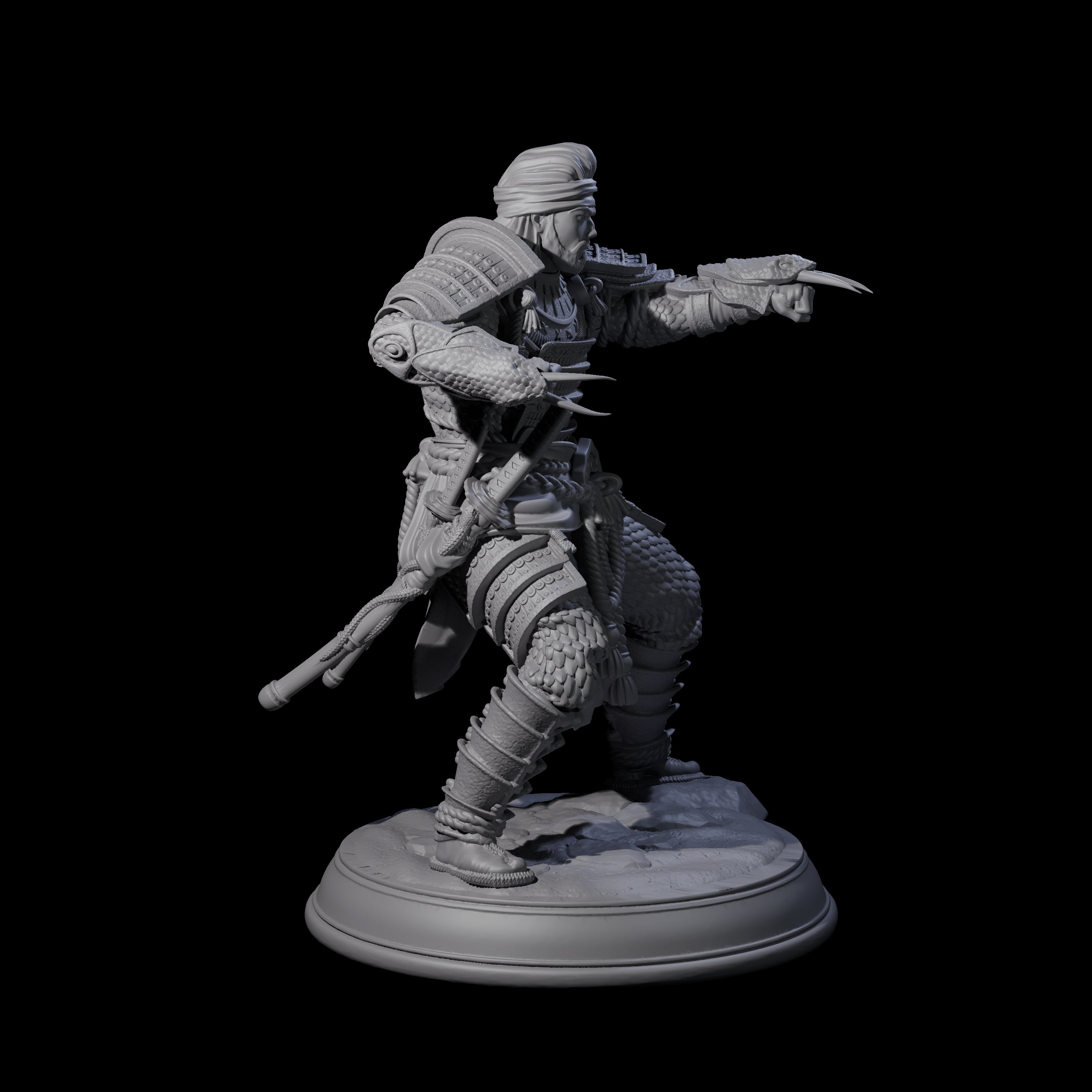 Snake Samurai Miniature for Dungeons and Dragons, Pathfinder or other TTRPGs