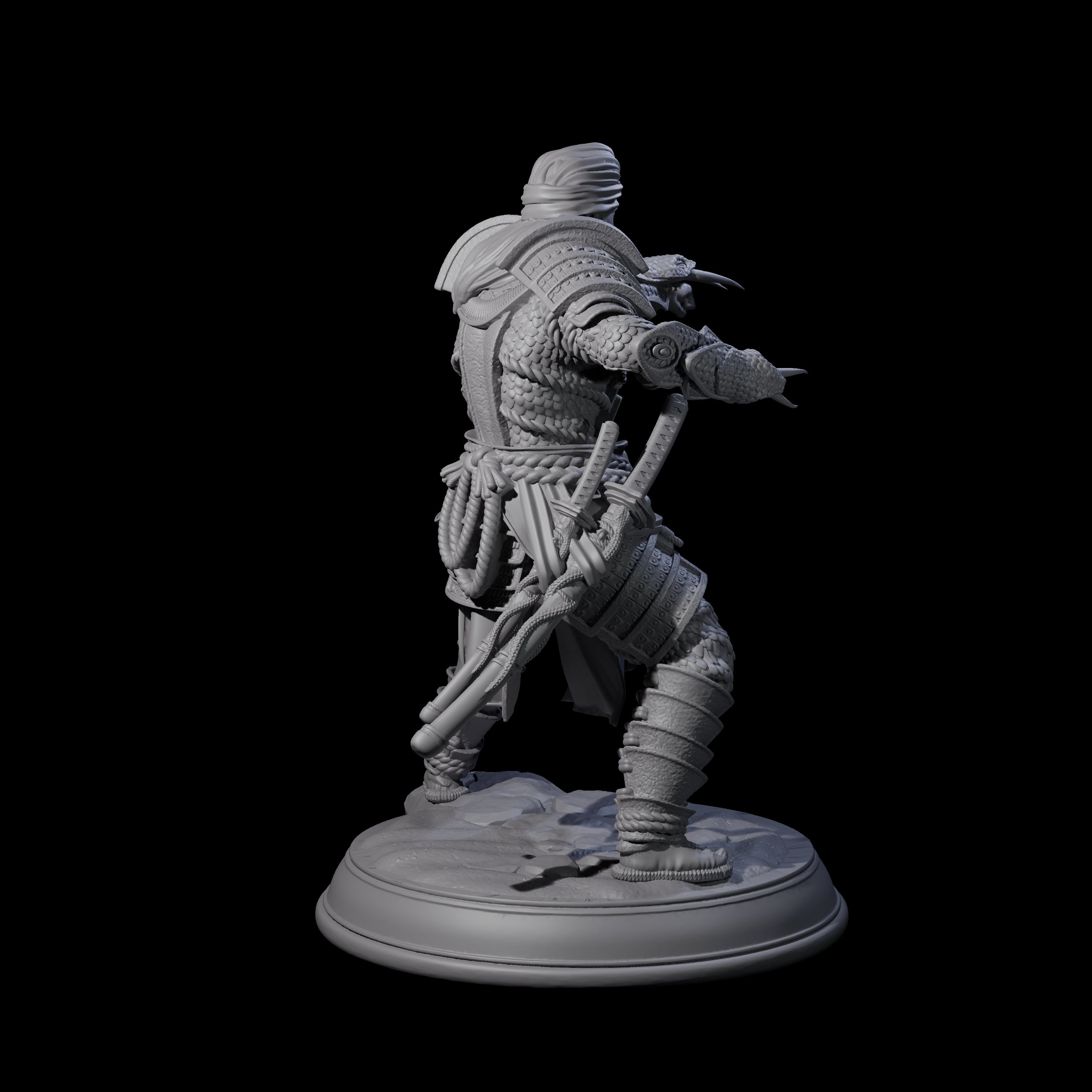 Snake Samurai Miniature for Dungeons and Dragons, Pathfinder or other TTRPGs