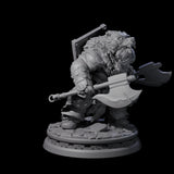 Sneaking Dwarf Bear Hunter Miniature for Dungeons and Dragons, Pathfinder or other TTRPGs