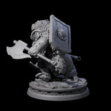 Sneaking Dwarf Bear Hunter Miniature for Dungeons and Dragons, Pathfinder or other TTRPGs