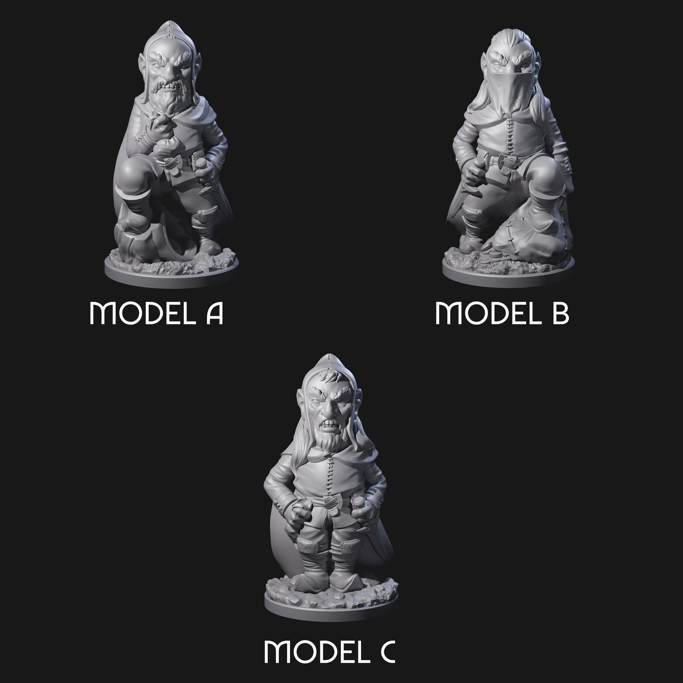 Sneaky Gnome Thieves Miniature for Dungeons and Dragons, Pathfinder or other TTRPGs
