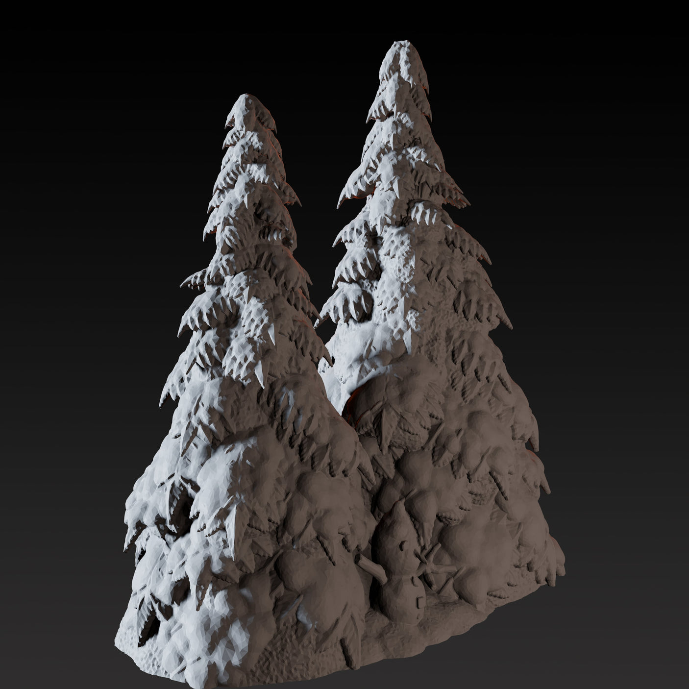 Snowy Pine with Snowman Miniature for Dungeons and Dragons, Pathfinder or other TTRPGs