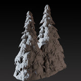 Snowy Pine with Snowman Miniature for Dungeons and Dragons, Pathfinder or other TTRPGs