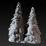 Snowy Pine with Snowman Miniature for Dungeons and Dragons, Pathfinder or other TTRPGs