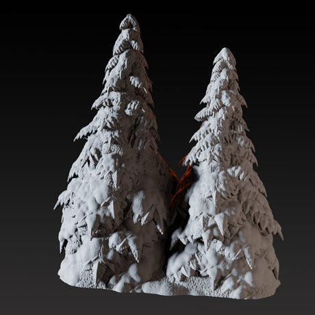 Snowy Pine with Snowman Miniature for Dungeons and Dragons, Pathfinder or other TTRPGs