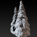 Snowy Pine with Snowman Miniature for Dungeons and Dragons, Pathfinder or other TTRPGs