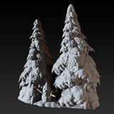 Snowy Pine with Snowman Miniature for Dungeons and Dragons, Pathfinder or other TTRPGs