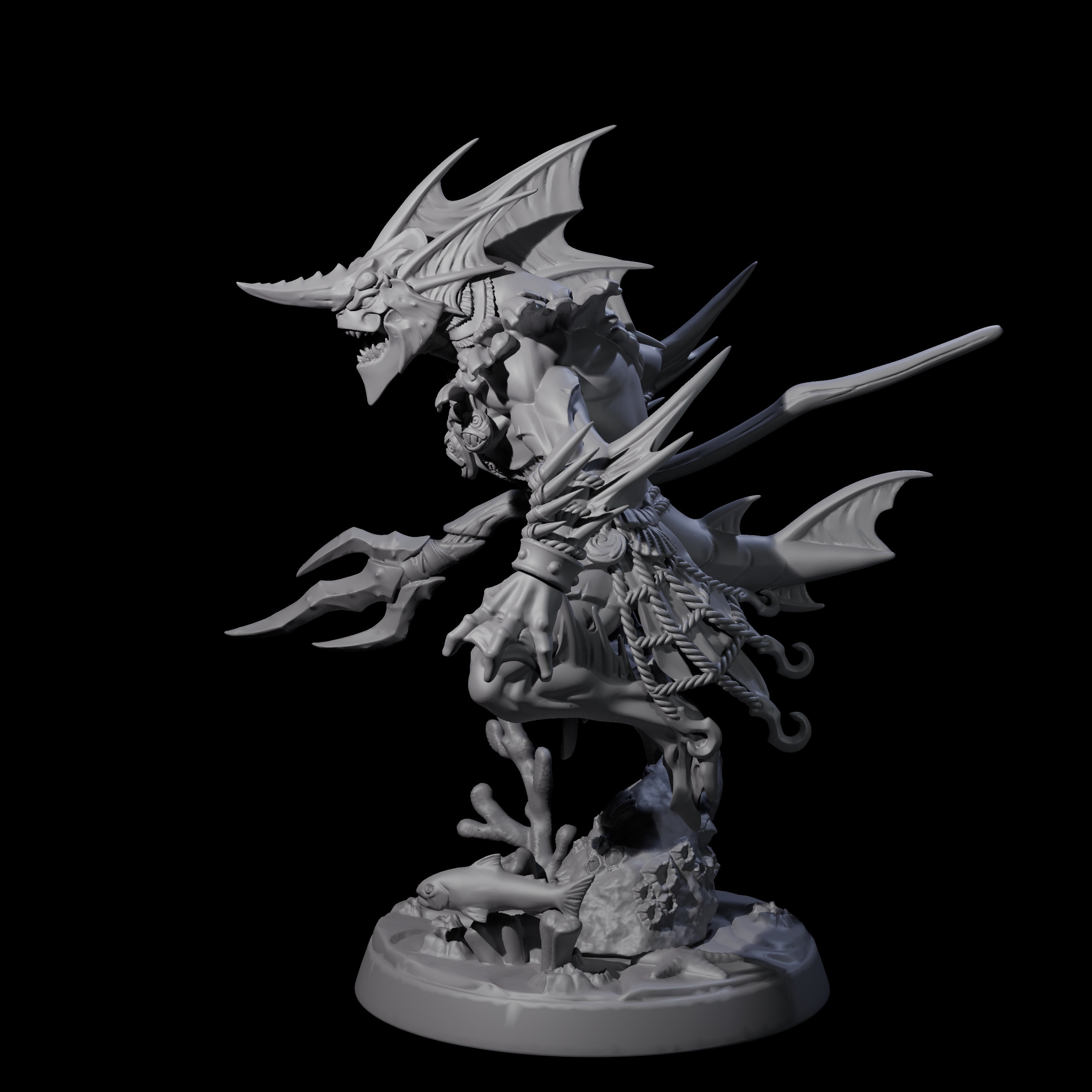 Sodden Sahuagin Warrior B Miniature for Dungeons and Dragons, Pathfinder or other TTRPGs