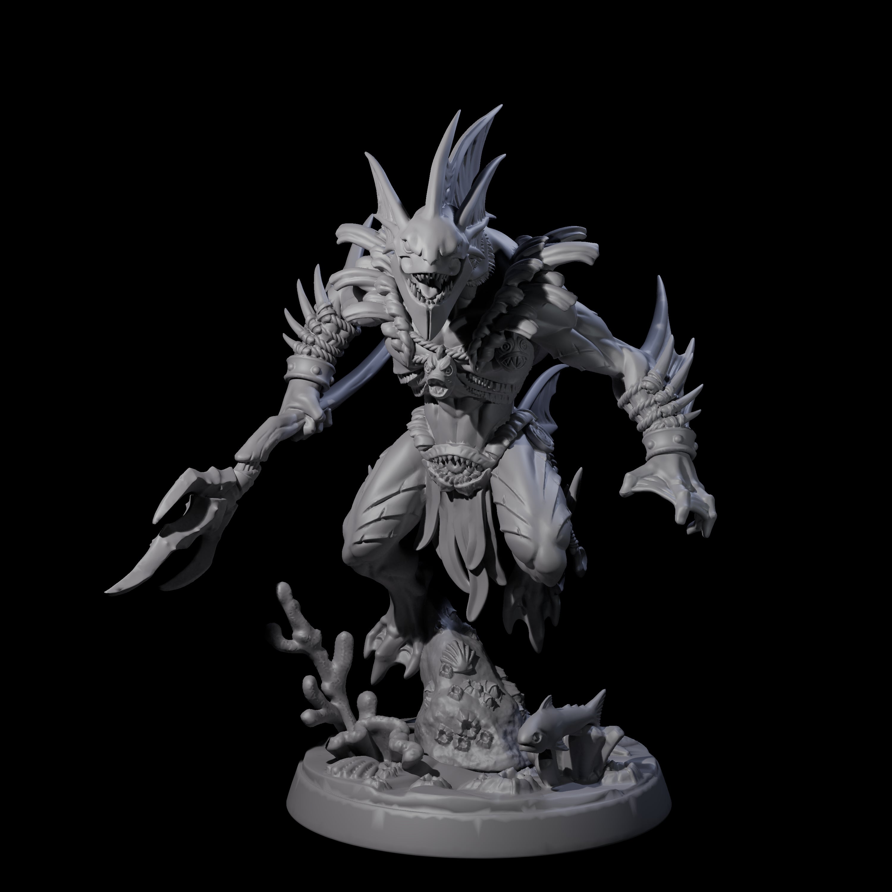 Sodden Sahuagin Warrior B Miniature for Dungeons and Dragons, Pathfinder or other TTRPGs