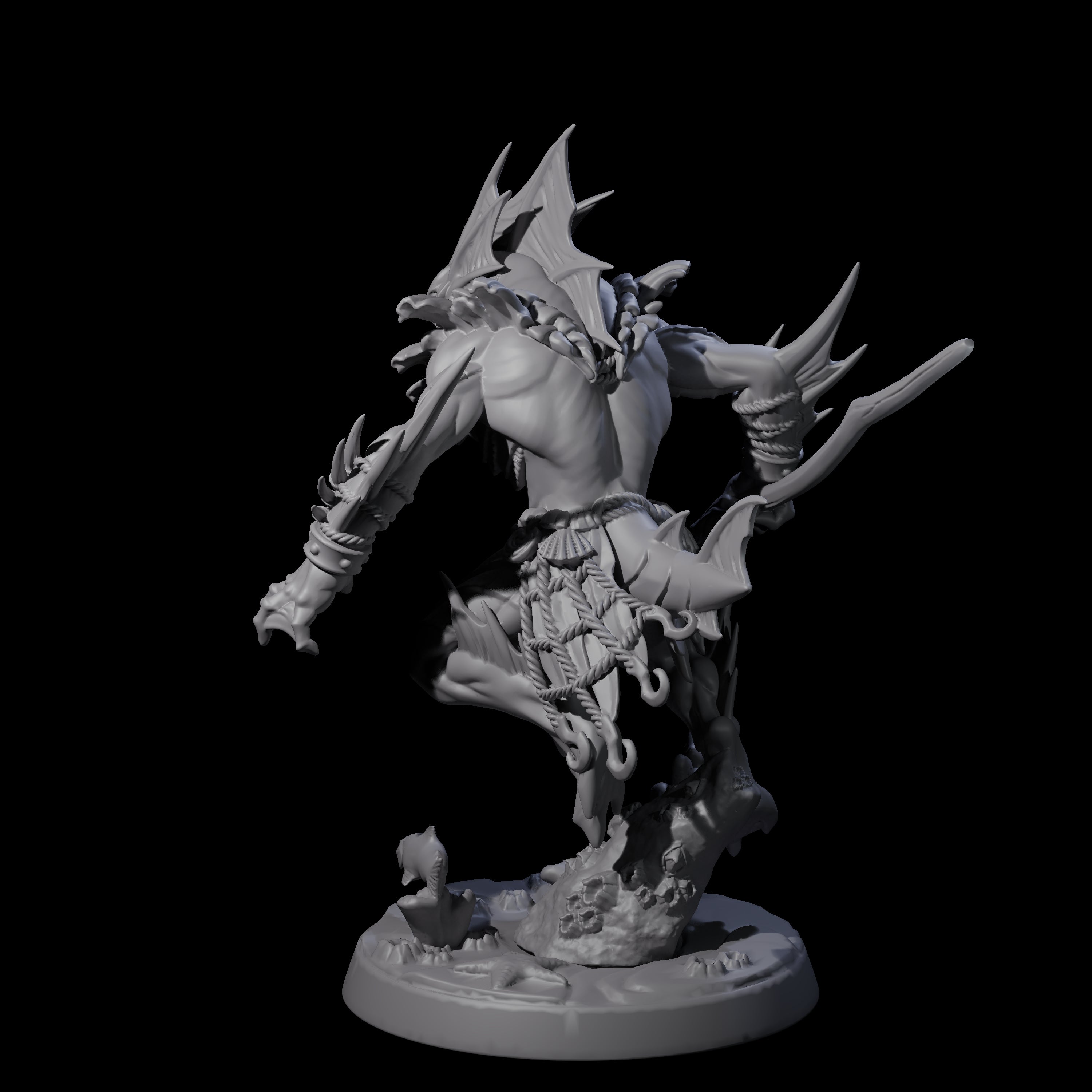 Sodden Sahuagin Warrior B Miniature for Dungeons and Dragons, Pathfinder or other TTRPGs