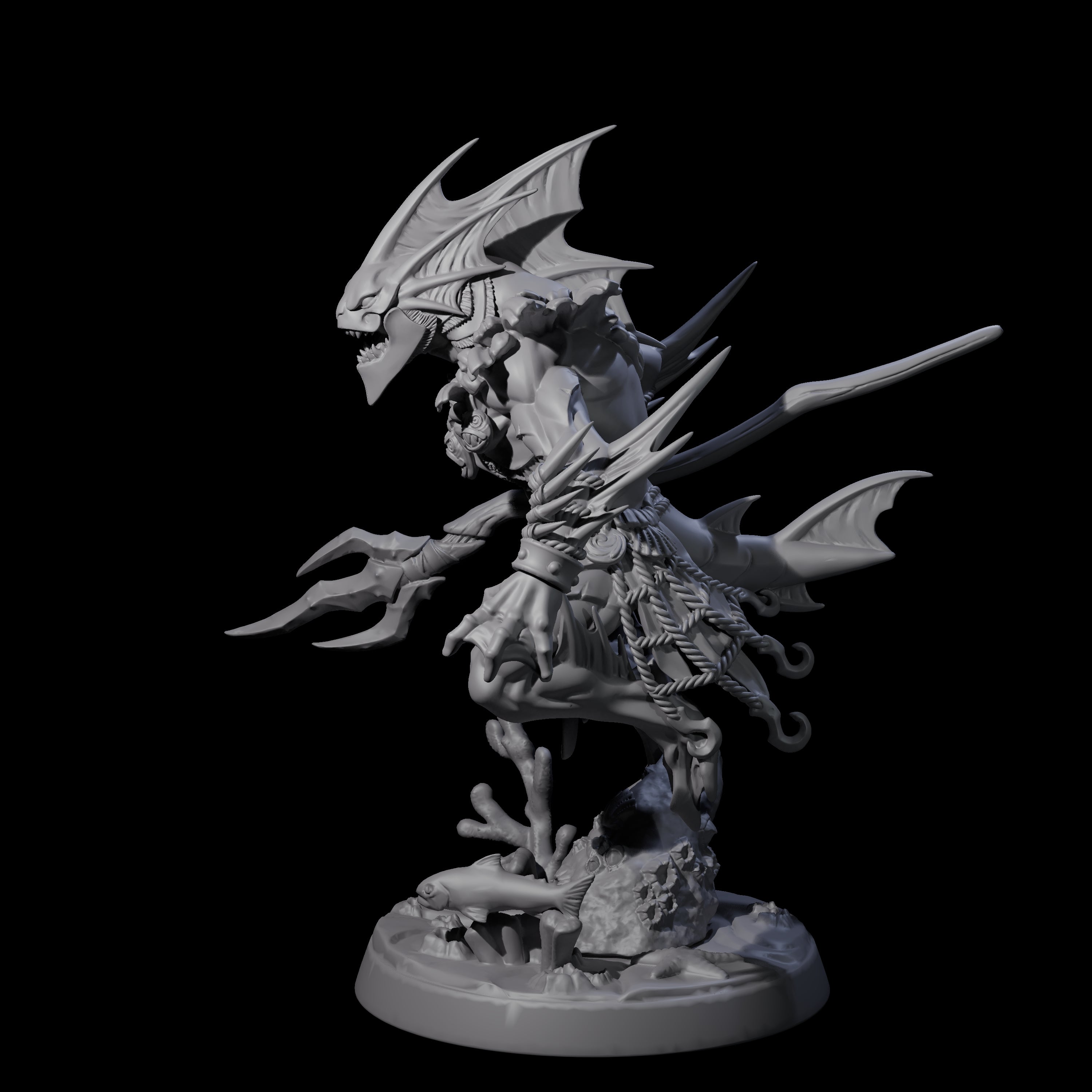 Sodden Sahuagin Warrior B Miniature for Dungeons and Dragons, Pathfinder or other TTRPGs