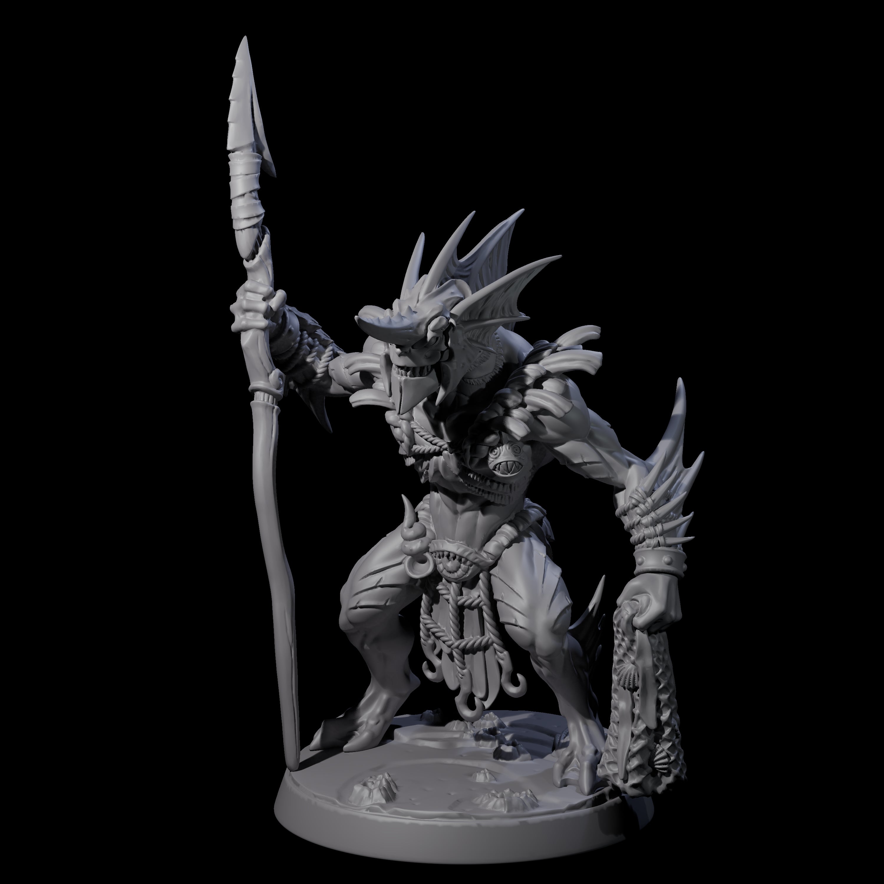 Sodden Sahuagin Warrior D Miniature for Dungeons and Dragons, Pathfinder or other TTRPGs