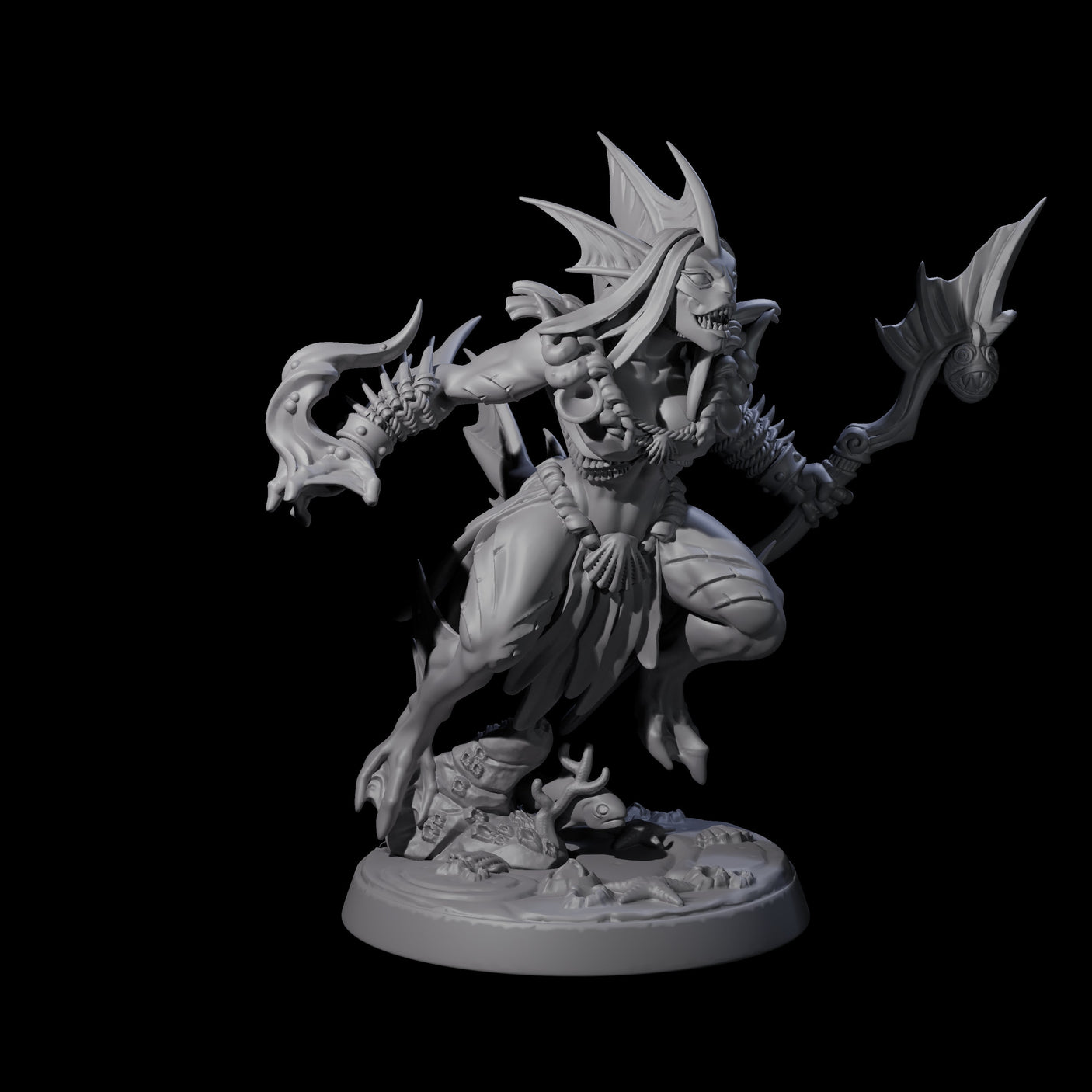 Sodden Sahuagin Warrior E Miniature for Dungeons and Dragons, Pathfinder or other TTRPGs