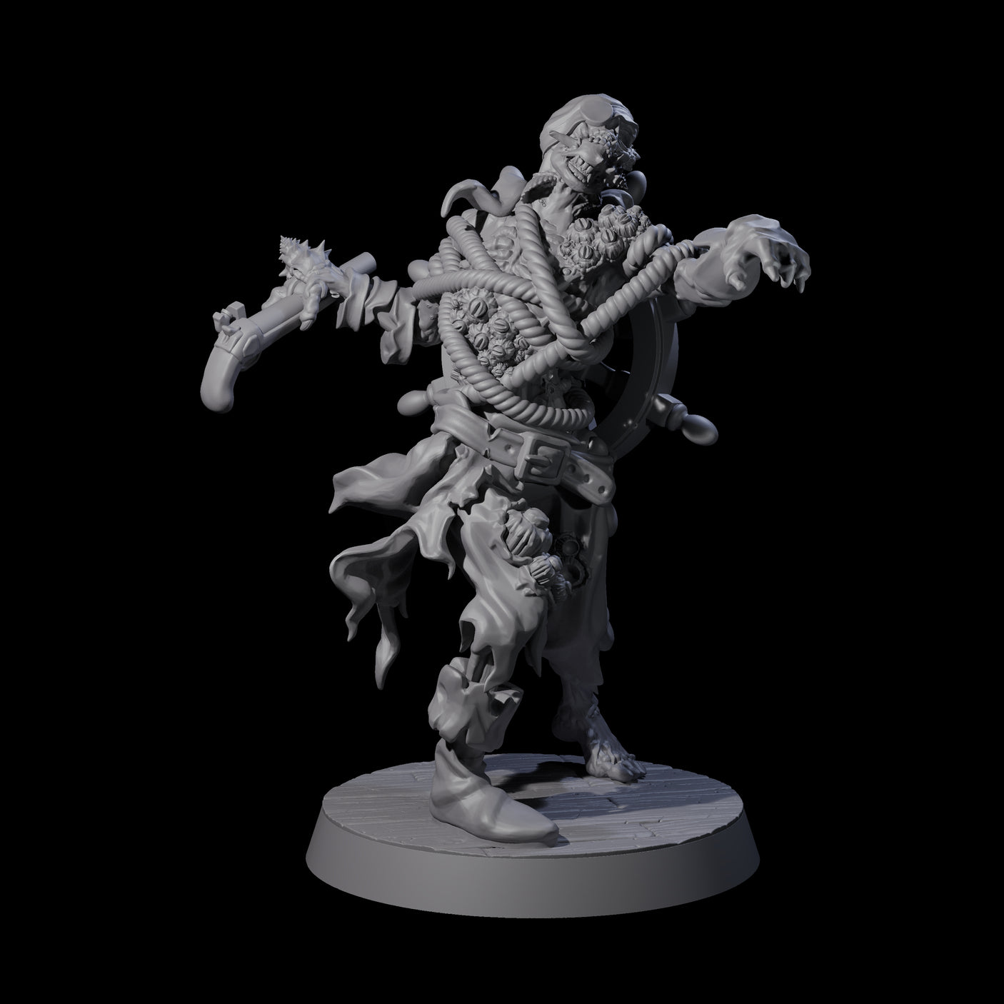 Soggy Undead Pirate Skeleton A Miniature for Dungeons and Dragons, Pathfinder or other TTRPGs