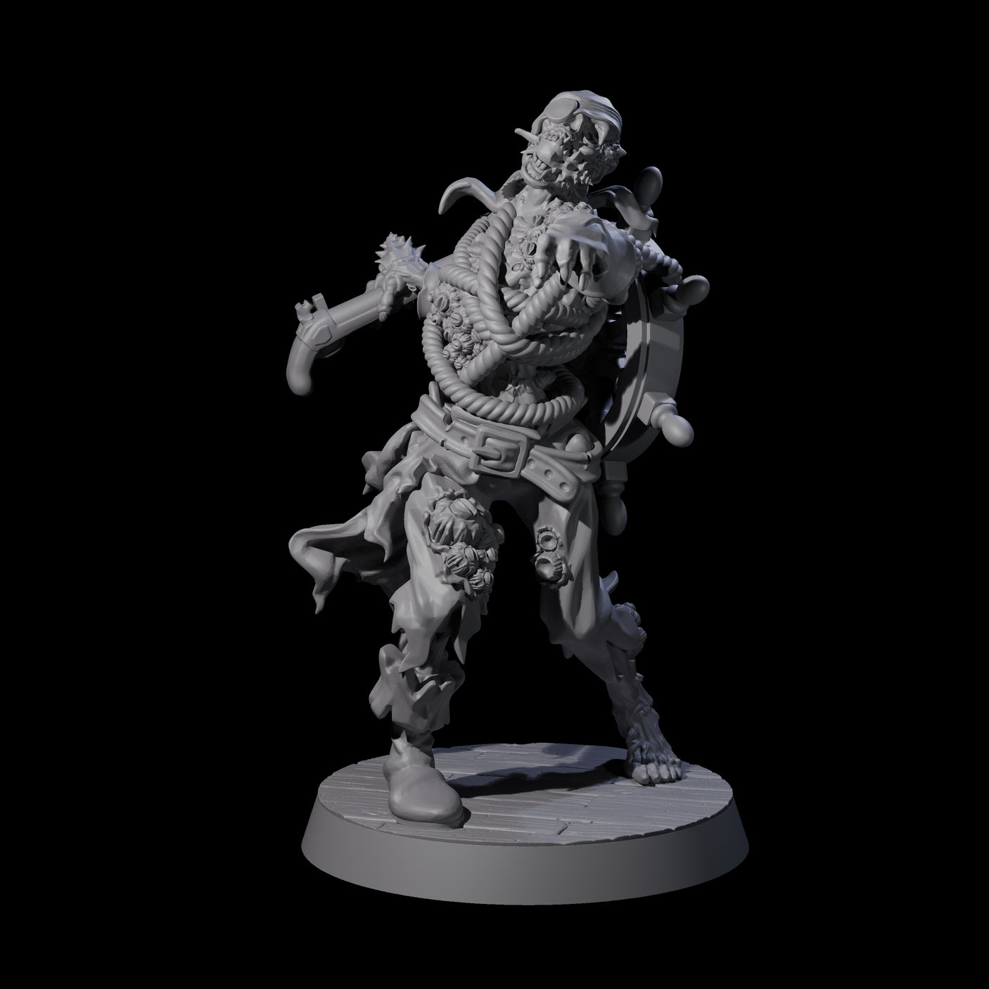 Soggy Undead Pirate Skeleton A Miniature for Dungeons and Dragons, Pathfinder or other TTRPGs