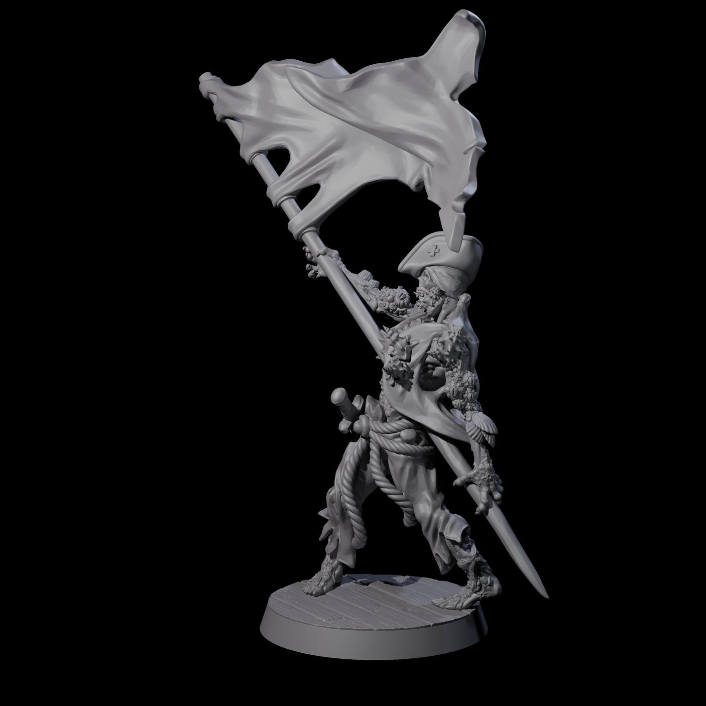 Soggy Undead Pirate Skeleton B Miniature for Dungeons and Dragons, Pathfinder or other TTRPGs