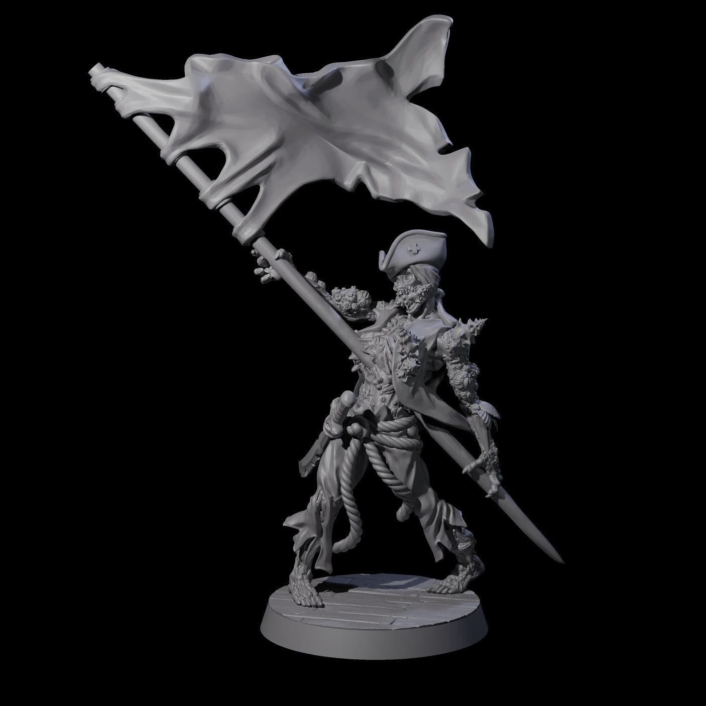 Soggy Undead Pirate Skeleton B Miniature for Dungeons and Dragons, Pathfinder or other TTRPGs