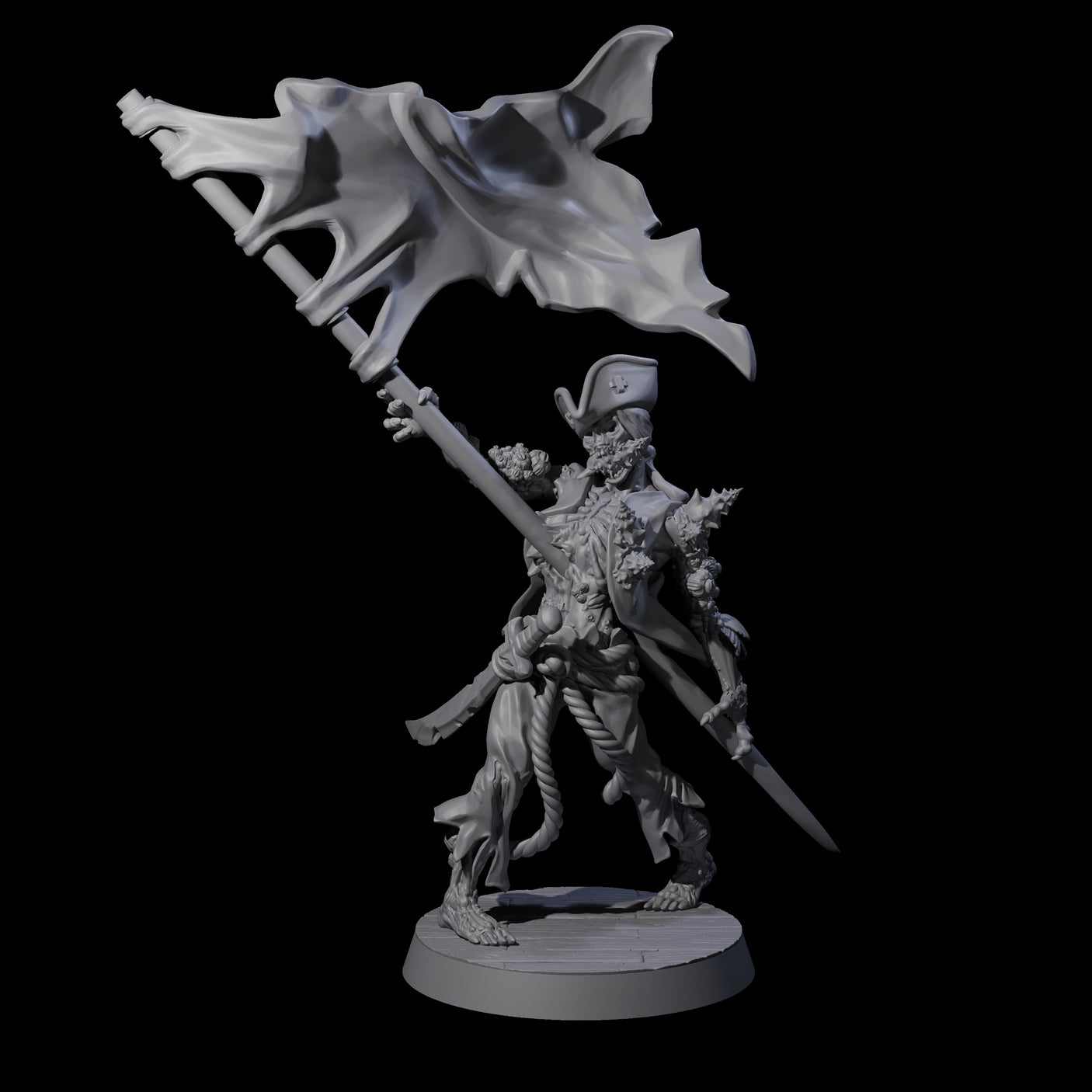 Soggy Undead Pirate Skeleton B Miniature for Dungeons and Dragons, Pathfinder or other TTRPGs