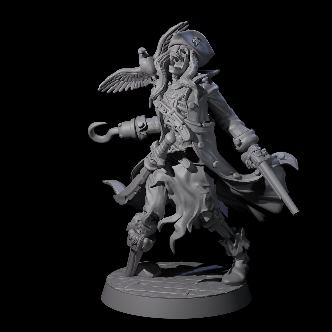 Soggy Undead Pirate Skeleton C Miniature for Dungeons and Dragons, Pathfinder or other TTRPGs