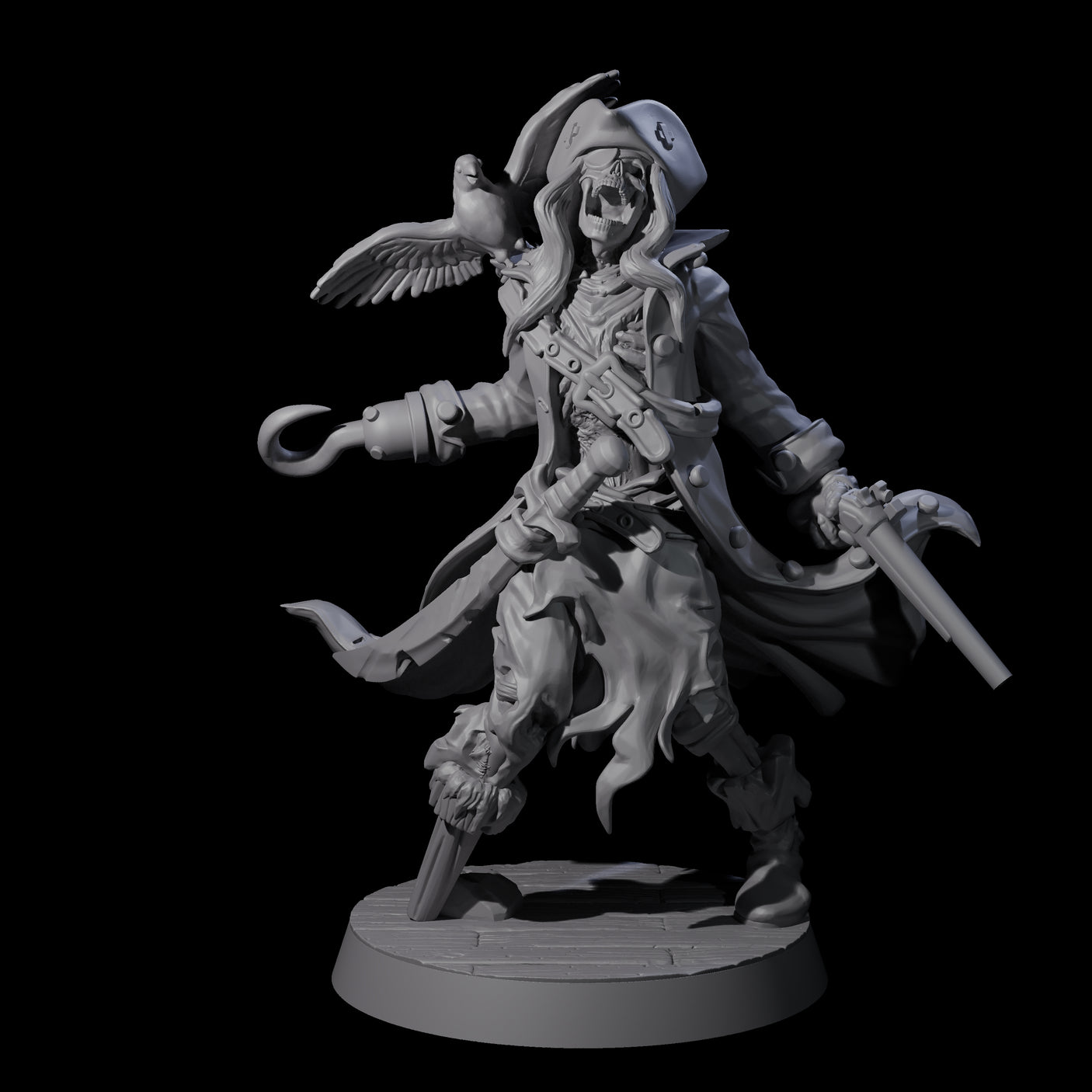 Soggy Undead Pirate Skeleton C Miniature for Dungeons and Dragons, Pathfinder or other TTRPGs