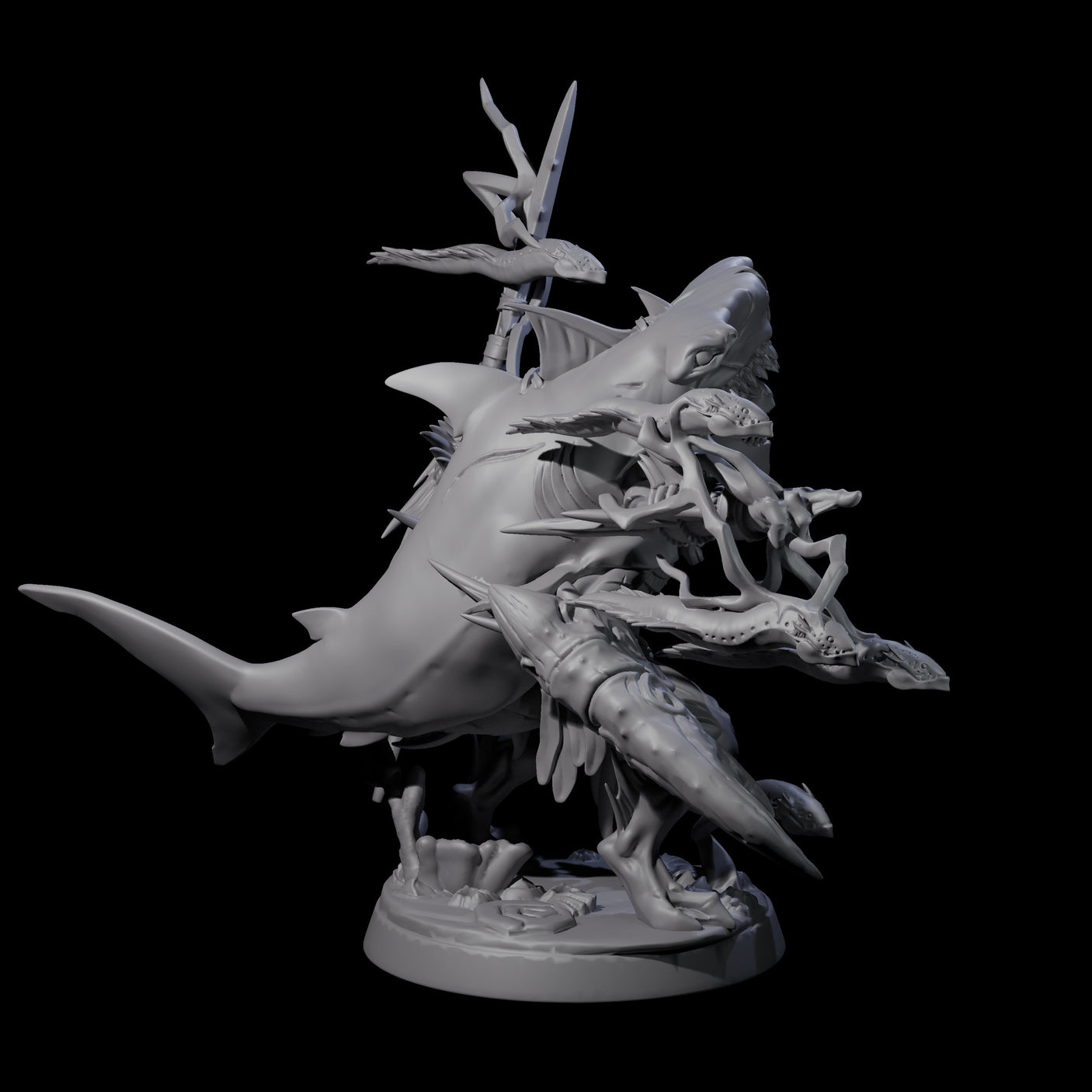 Sparking Multi-Armed Sahuagin Sorcerer Miniature for Dungeons and Dragons, Pathfinder or other TTRPGs