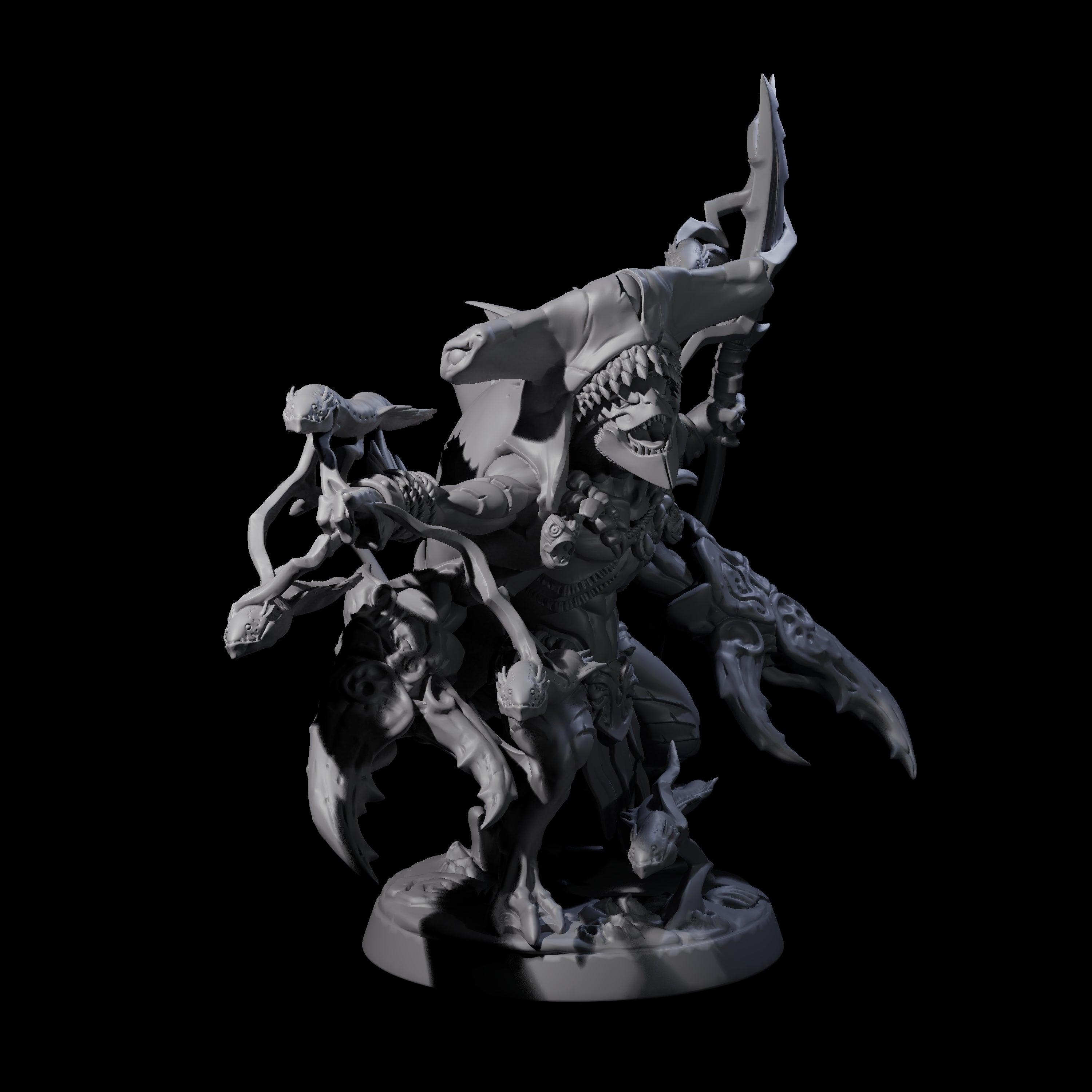 Sparking Multi-Armed Sahuagin Sorcerer Miniature for Dungeons and Dragons, Pathfinder or other TTRPGs