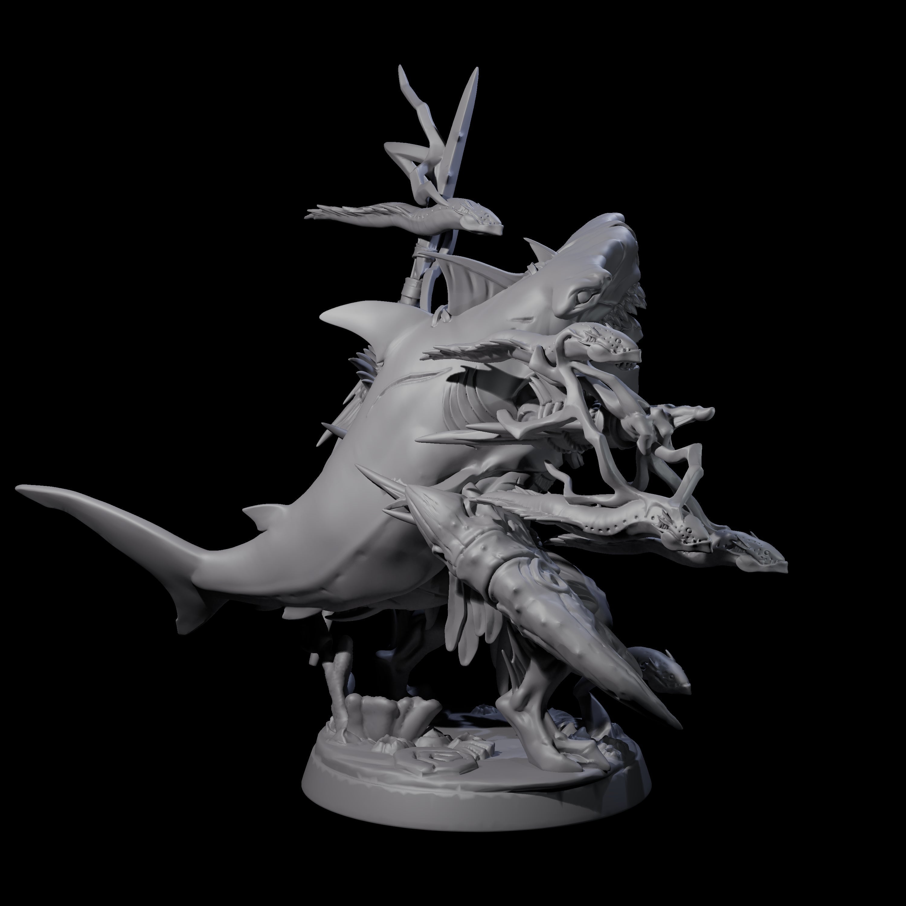 Sparking Multi-Armed Sahuagin Sorcerer Miniature for Dungeons and Dragons, Pathfinder or other TTRPGs