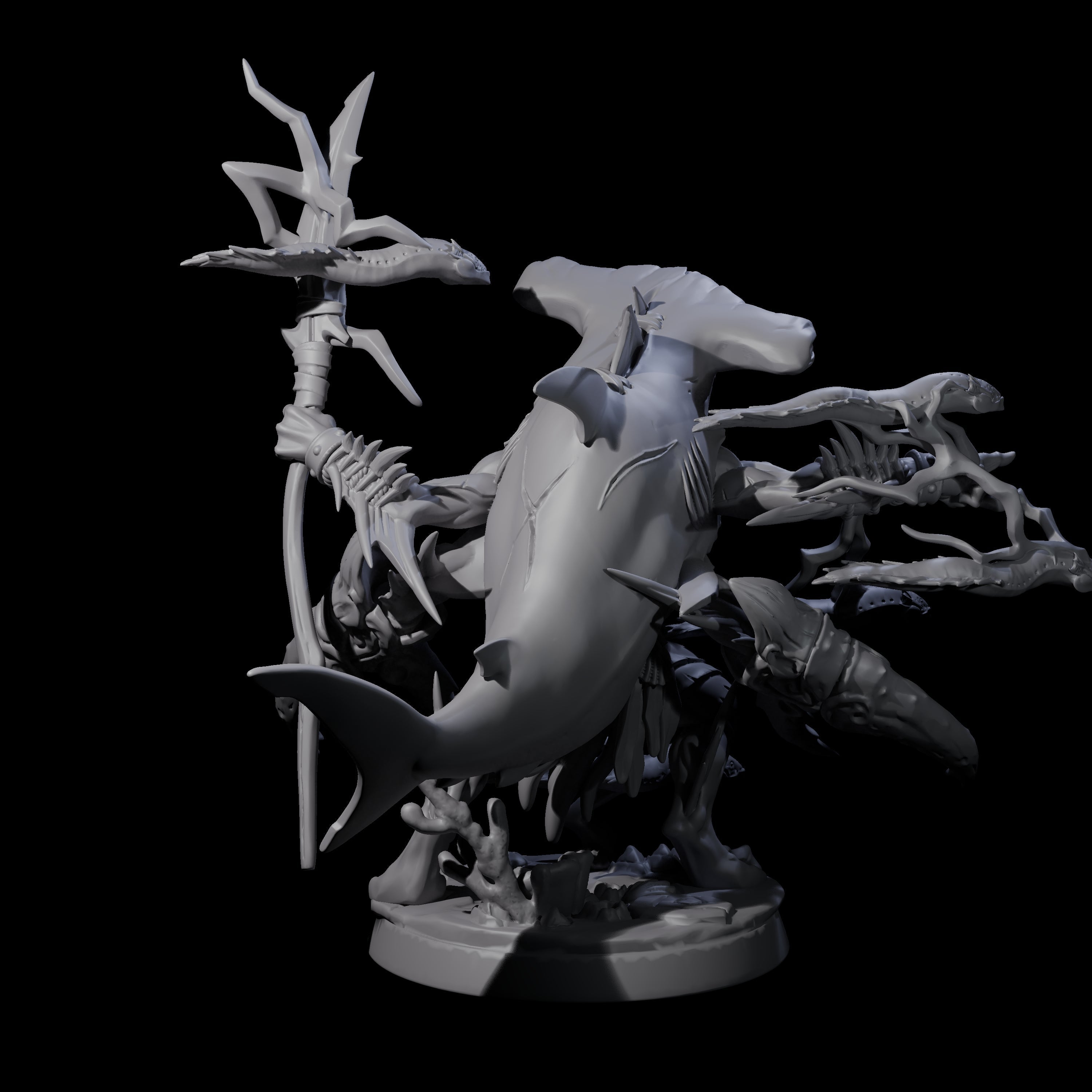 Sparking Multi-Armed Sahuagin Sorcerer Miniature for Dungeons and Dragons, Pathfinder or other TTRPGs