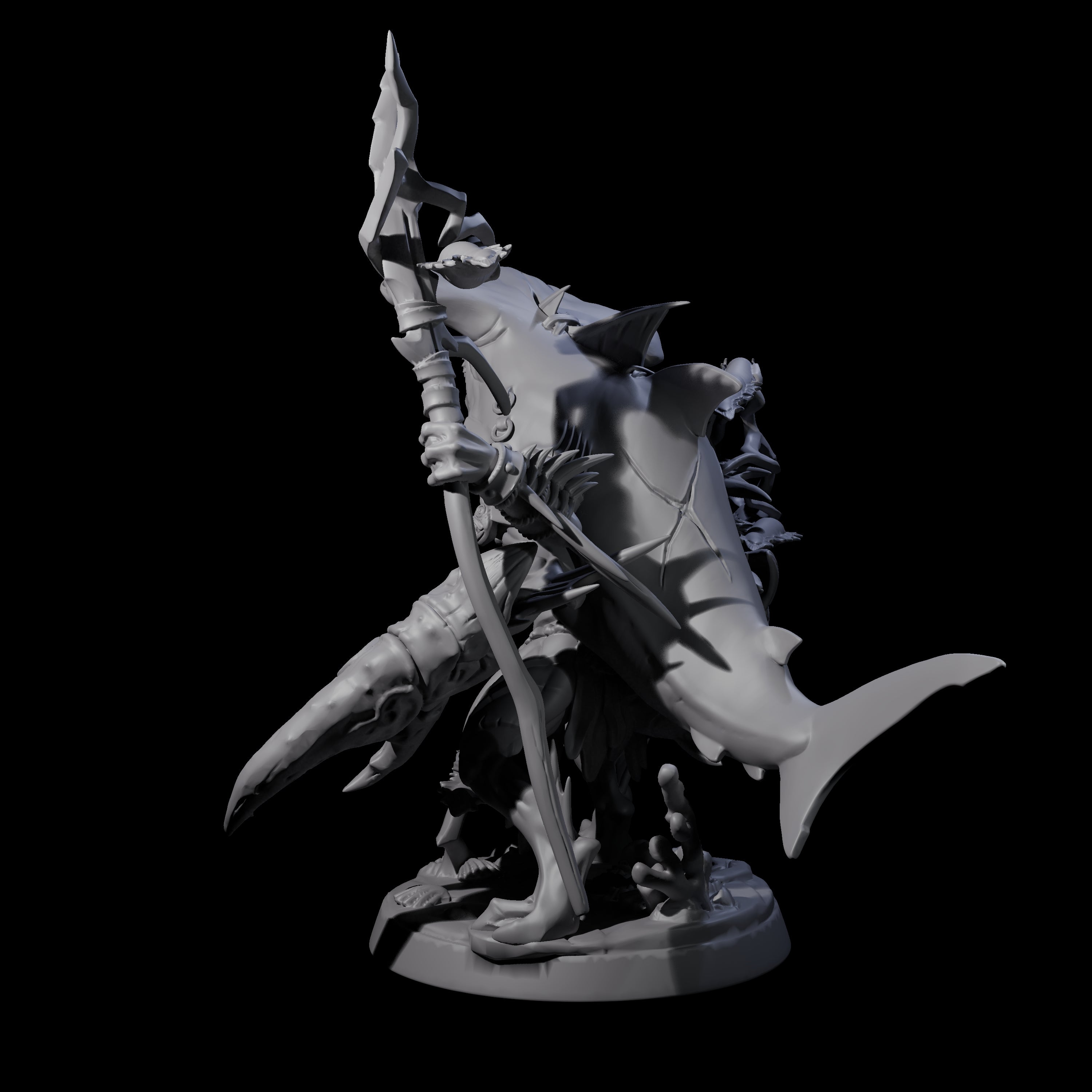 Sparking Multi-Armed Sahuagin Sorcerer Miniature for Dungeons and Dragons, Pathfinder or other TTRPGs