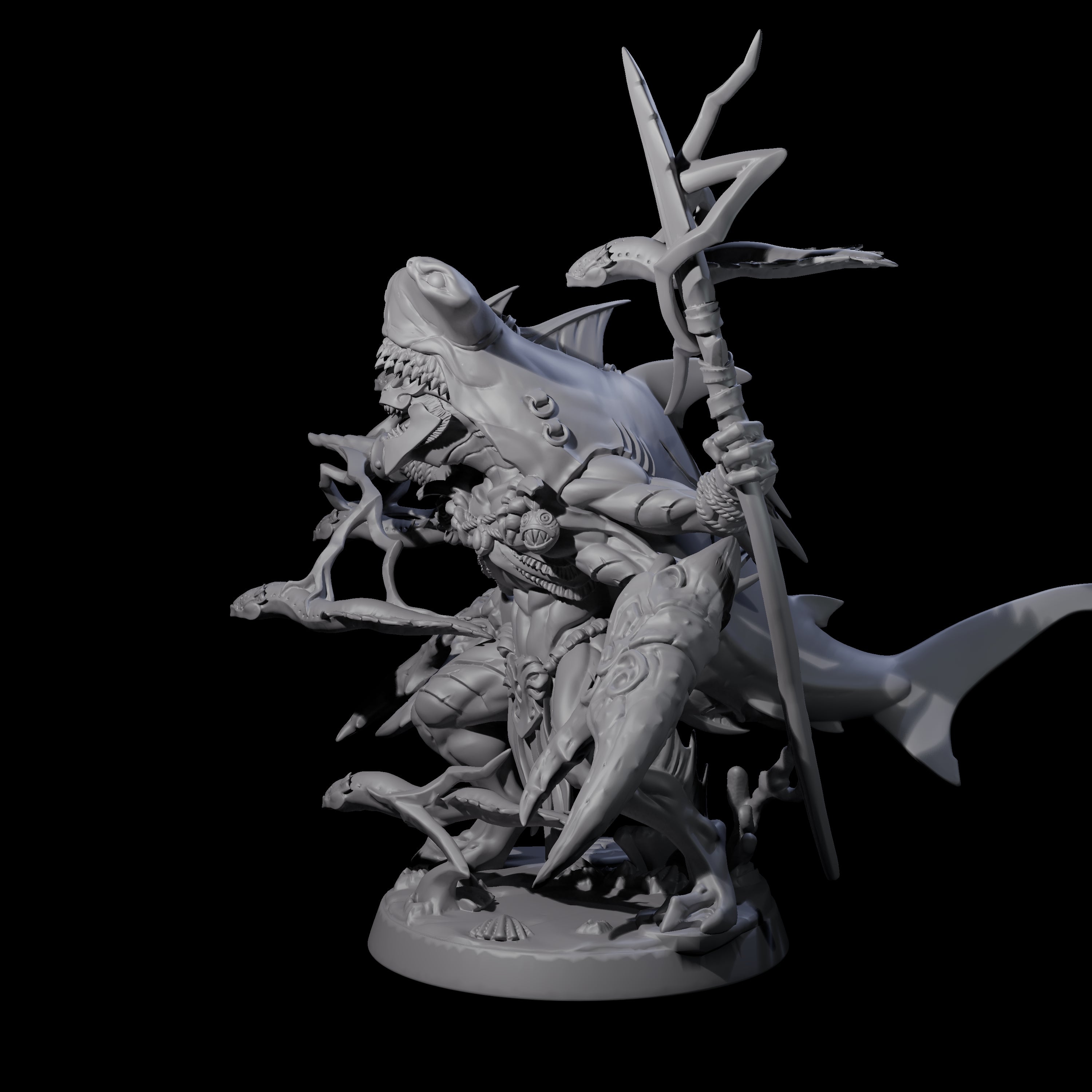 Sparking Multi-Armed Sahuagin Sorcerer Miniature for Dungeons and Dragons, Pathfinder or other TTRPGs