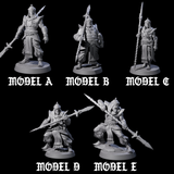 Spear Wielding Palace Guards Miniature for Dungeons and Dragons, Pathfinder or other TTRPGs